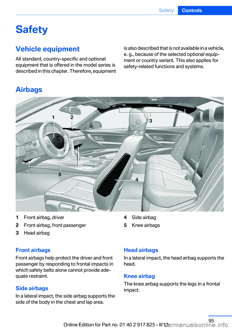 BMW ACTIVEHYBRID3 2013 Owners Manual SafetyVehicle equipment
All standard, country-specific and optional
equipment that is offered in the model series is
described in this chapter. Therefore, equipmentis also described that is not availa BMW ACTIVEHYBRID3 2013 Owners Manual SafetyVehicle equipment
All standard, country-specific and optional
equipment that is offered in the model series is
described in this chapter. Therefore, equipmentis also described that is not availa