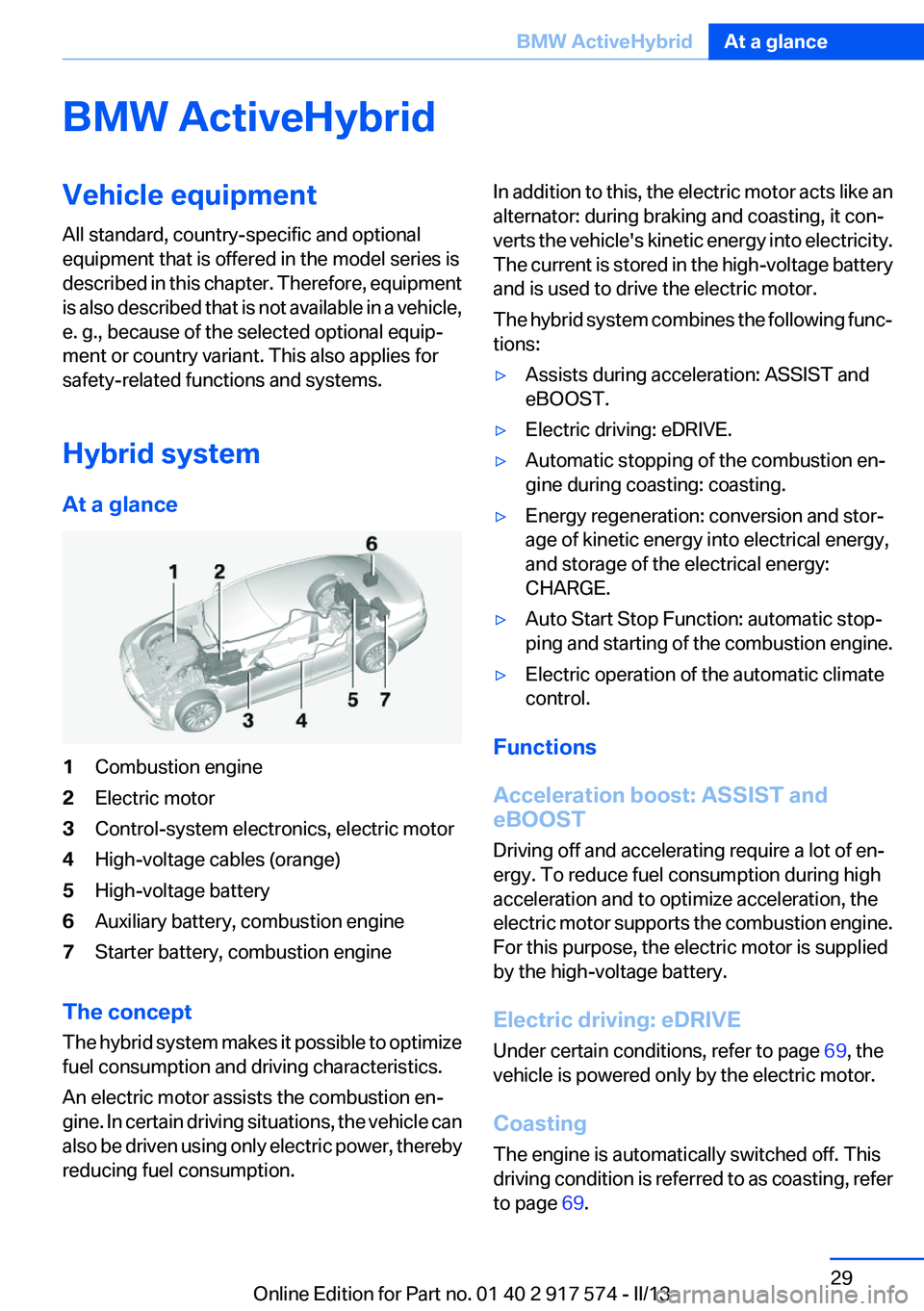 BMW ACTIVEHYBRID5 2013 Owners Manual BMW ActiveHybridVehicle equipment
All standard, country-specific and optional
equipment that is offered in the model series is
described in this chapter. Therefore, equipment
is also described that is BMW ACTIVEHYBRID5 2013 Owners Manual BMW ActiveHybridVehicle equipment
All standard, country-specific and optional
equipment that is offered in the model series is
described in this chapter. Therefore, equipment
is also described that is