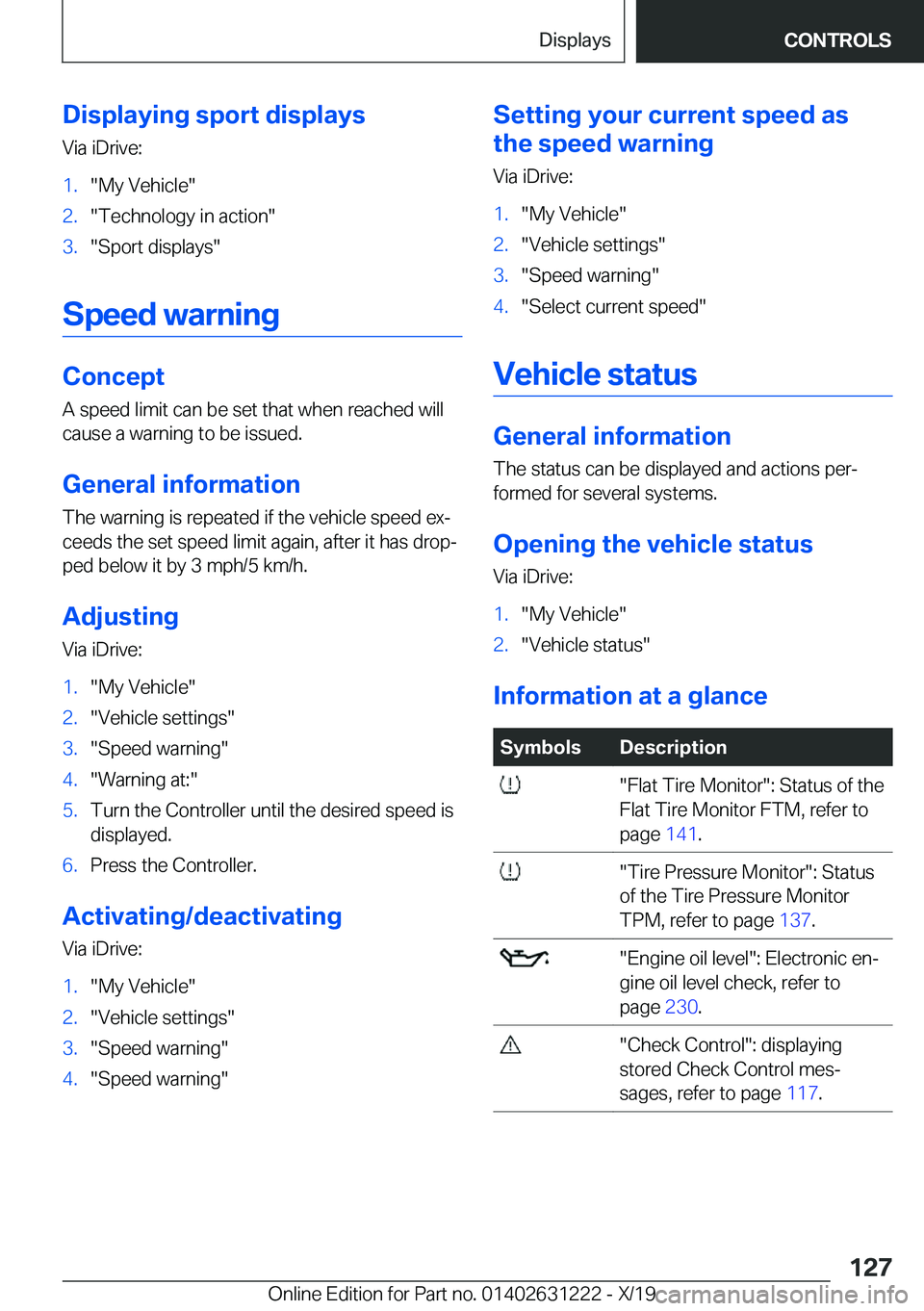 BMW M2 2020  Owners Manual �D�i�s�p�l�a�y�i�n�g��s�p�o�r�t��d�i�s�p�l�a�y�s�V�i�a��i�D�r�i�v�e�:�1�.�"�M�y��V�e�h�i�c�l�e�"�2�.�"�T�e�c�h�n�o�l�o�g�y��i�n��a�c�t�i�o�n�"�3�.�"�S�p�o�r�t��d�i�s�p�l�a�y