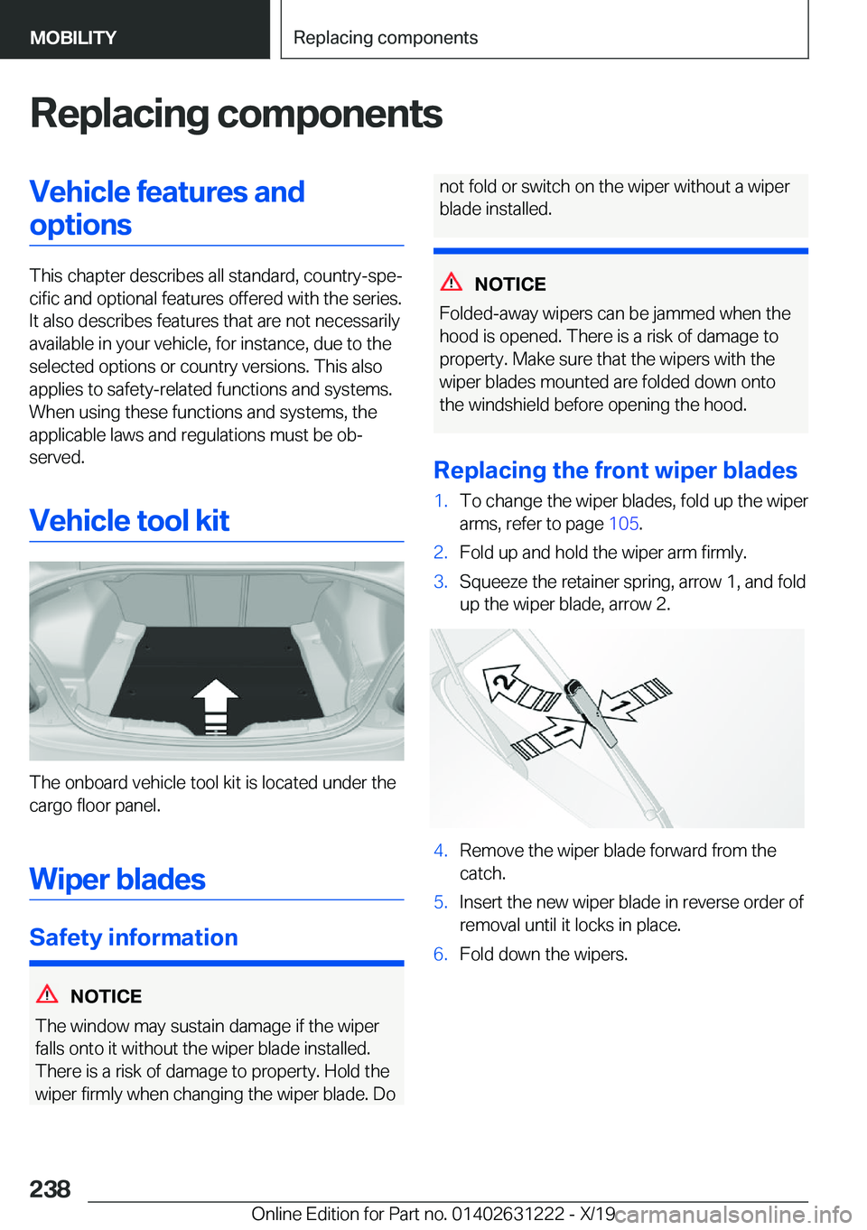 BMW M2 2020  Owners Manual �R�e�p�l�a�c�i�n�g��c�o�m�p�o�n�e�n�t�s�V�e�h�i�c�l�e��f�e�a�t�u�r�e�s��a�n�d�o�p�t�i�o�n�s
�T�h�i�s��c�h�a�p�t�e�r��d�e�s�c�r�i�b�e�s��a�l�l��s�t�a�n�d�a�r�d�,��c�o�u�n�t�r�y�-�s�p�e#j�c�i�f�