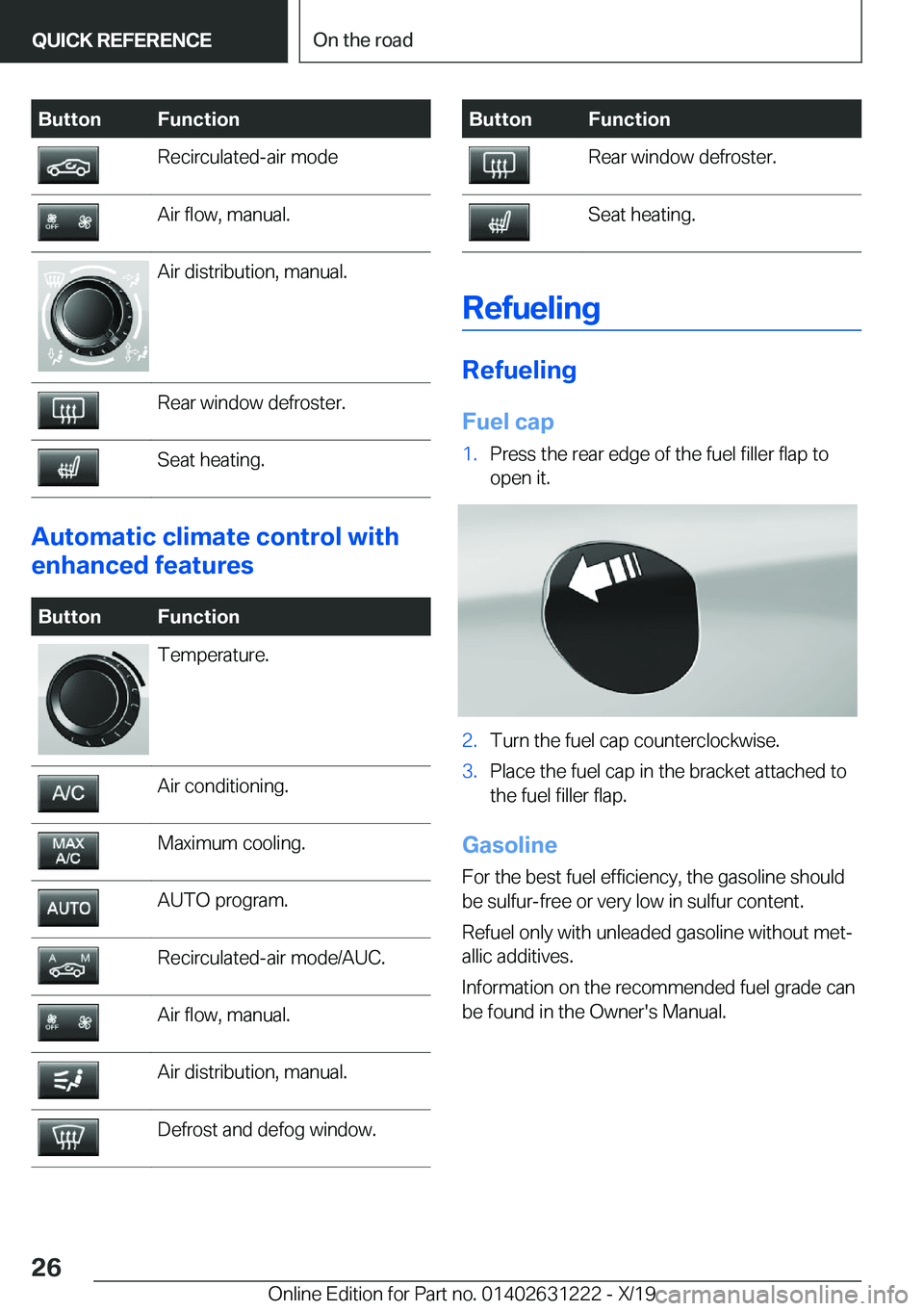 BMW M2 2020 Owners Manual �B�u�t�t�o�n�F�u�n�c�t�i�o�n�R�e�c�i�r�c�u�l�a�t�e�d�-�a�i�r��m�o�d�e�A�i�r��f�l�o�w�,��m�a�n�u�a�l�.�A�i�r��d�i�s�t�r�i�b�u�t�i�o�n�,��m�a�n�u�a�l�.�R�e�a�r��w�i�n�d�o�w��d�e�f�r�o�s�t�e�r�.�S