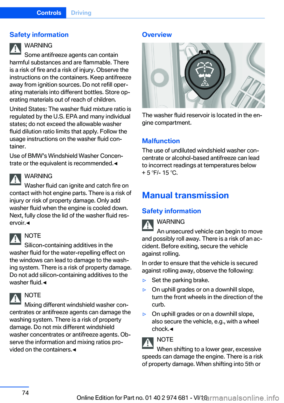 BMW M2 2017 Manual PDF �S�a�f�e�t�y��i�n�f�o�r�m�a�t�i�o�n�W�A�R�N�I�N�G
�S�o�m�e� �a�n�t�i�f�r�e�e�z�e� �a�g�e�n�t�s� �c�a�n� �c�o�n�t�a�i�n
�h�a�r�m�f�u�l� �s�u�b�s�t�a�n�c�e�s� �a�n�d� �a�r�e� �f�l�a�m�m�a�b�l�e�.� �T�h