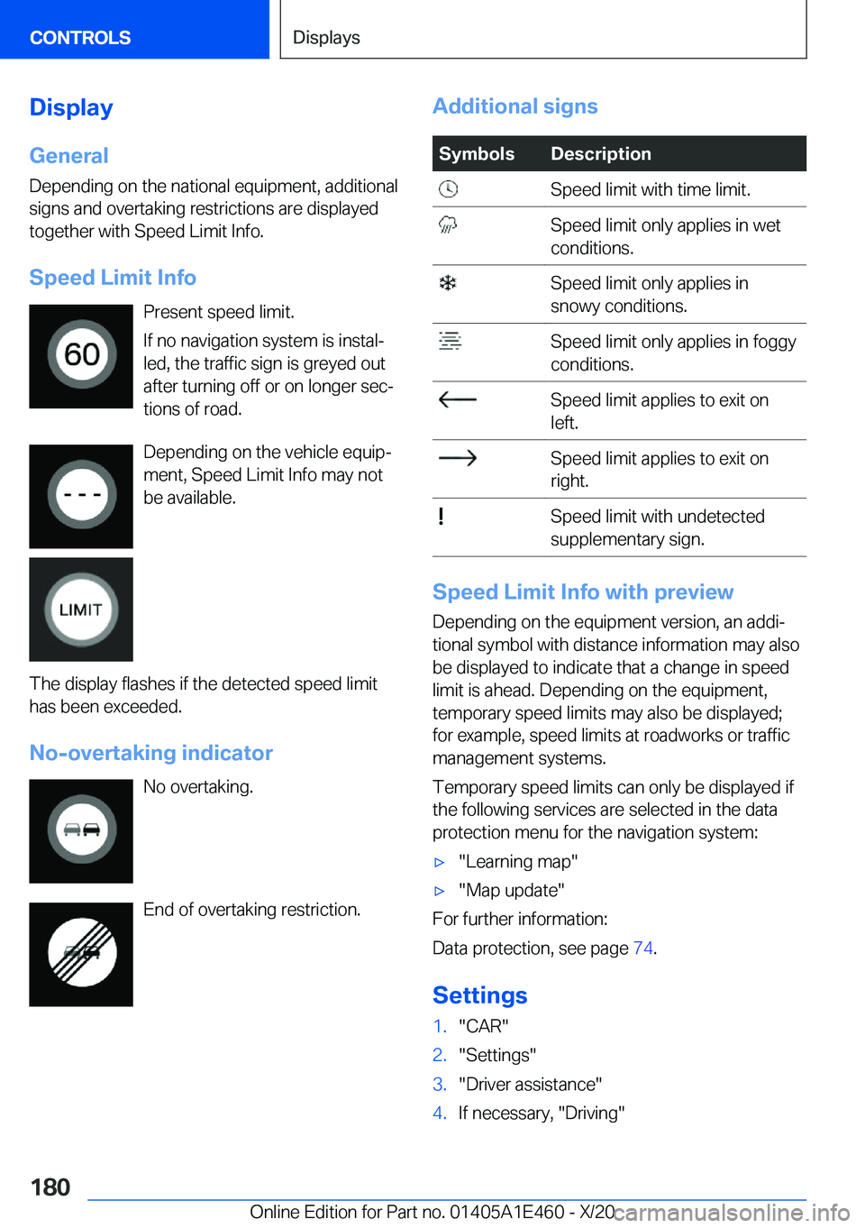 BMW M3 2021  Owners Manual �D�i�s�p�l�a�y�G�e�n�e�r�a�l�D�e�p�e�n�d�i�n�g��o�n��t�h�e��n�a�t�i�o�n�a�l��e�q�u�i�p�m�e�n�t�,��a�d�d�i�t�i�o�n�a�l
�s�i�g�n�s��a�n�d��o�v�e�r�t�a�k�i�n�g��r�e�s�t�r�i�c�t�i�o�n�s��a�r�e��