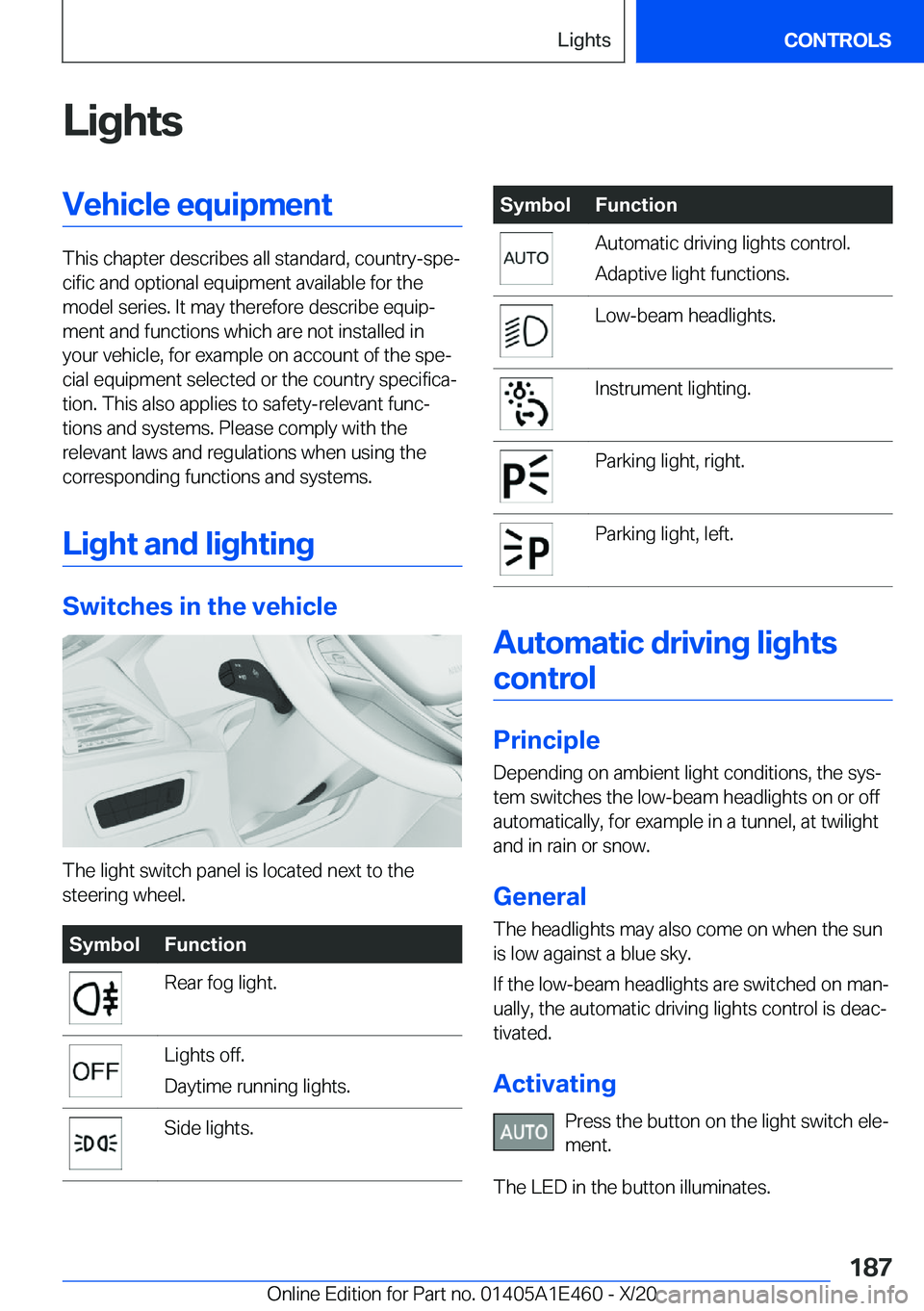 BMW M3 2021  Owners Manual �L�i�g�h�t�s�V�e�h�i�c�l�e��e�q�u�i�p�m�e�n�t
�T�h�i�s��c�h�a�p�t�e�r��d�e�s�c�r�i�b�e�s��a�l�l��s�t�a�n�d�a�r�d�,��c�o�u�n�t�r�y�-�s�p�ej�c�i�f�i�c��a�n�d��o�p�t�i�o�n�a�l��e�q�u�i�p�m�e�n�