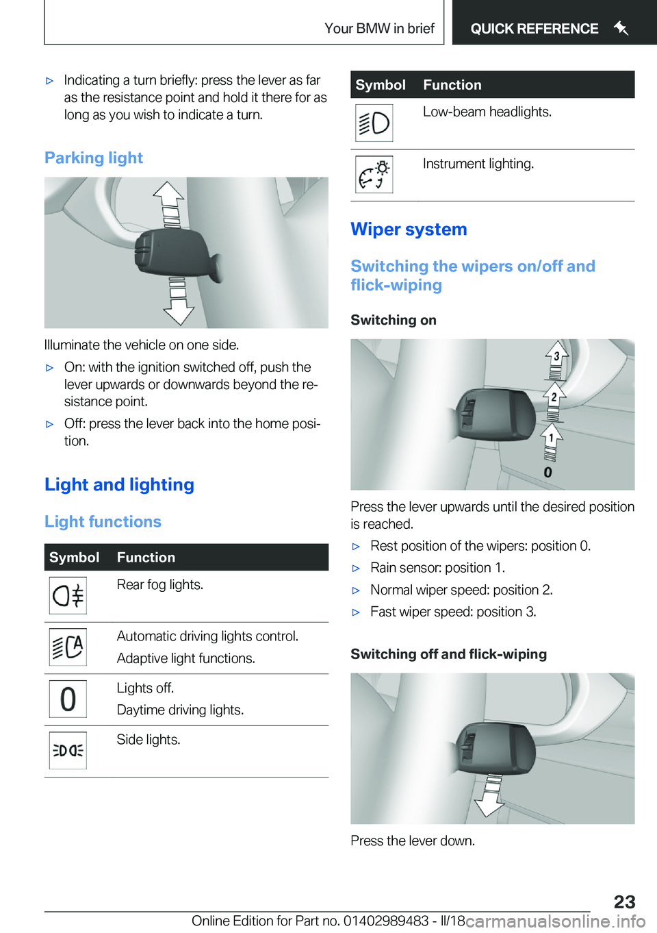 BMW M3 2018 Owners Manual 'x�I�n�d�i�c�a�t�i�n�g��a��t�u�r�n��b�r�i�e�f�l�y�:��p�r�e�s�s��t�h�e��l�e�v�e�r��a�s��f�a�r�a�s��t�h�e��r�e�s�i�s�t�a�n�c�e��p�o�i�n�t��a�n�d��h�o�l�d��i�t��t�h�e�r�e��f�o�r��a�s