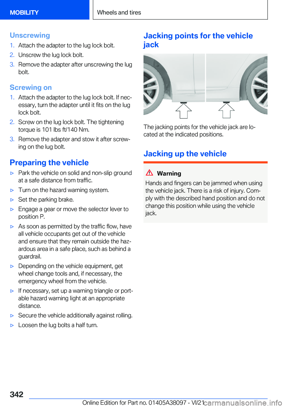 BMW M4 2022  Owners Manual �U�n�s�c�r�e�w�i�n�g�1�.�A�t�t�a�c�h��t�h�e��a�d�a�p�t�e�r��t�o��t�h�e��l�u�g��l�o�c�k��b�o�l�t�.�2�.�U�n�s�c�r�e�w��t�h�e��l�u�g��l�o�c�k��b�o�l�t�.�3�.�R�e�m�o�v�e��t�h�e��a�d�a�p�t�e�r