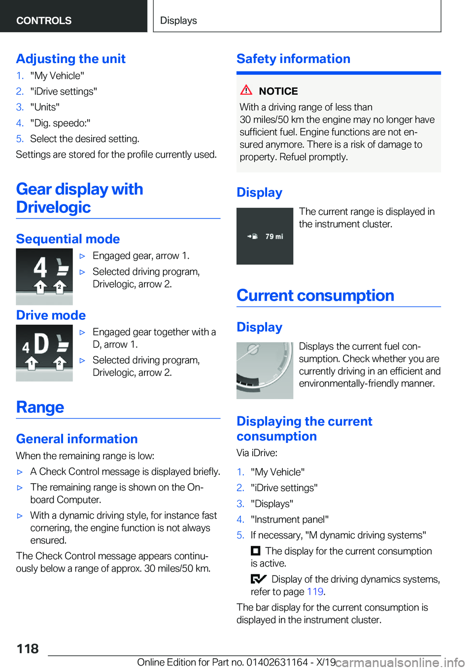 BMW M4 2020  Owners Manual �A�d�j�u�s�t�i�n�g��t�h�e��u�n�i�t�1�.�"�M�y��V�e�h�i�c�l�e�"�2�.�"�i�D�r�i�v�e��s�e�t�t�i�n�g�s�"�3�.�"�U�n�i�t�s�"�4�.�"�D�i�g�.��s�p�e�e�d�o�:�"�5�.�S�e�l�e�c�t