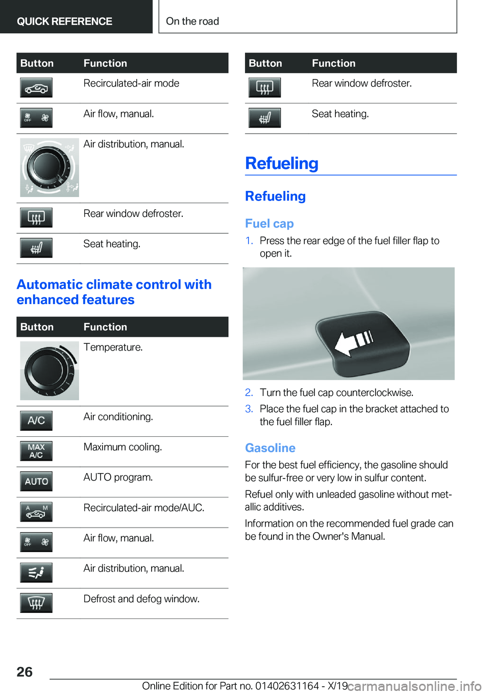 BMW M4 2020 Owners Manual �B�u�t�t�o�n�F�u�n�c�t�i�o�n�R�e�c�i�r�c�u�l�a�t�e�d�-�a�i�r��m�o�d�e�A�i�r��f�l�o�w�,��m�a�n�u�a�l�.�A�i�r��d�i�s�t�r�i�b�u�t�i�o�n�,��m�a�n�u�a�l�.�R�e�a�r��w�i�n�d�o�w��d�e�f�r�o�s�t�e�r�.�S