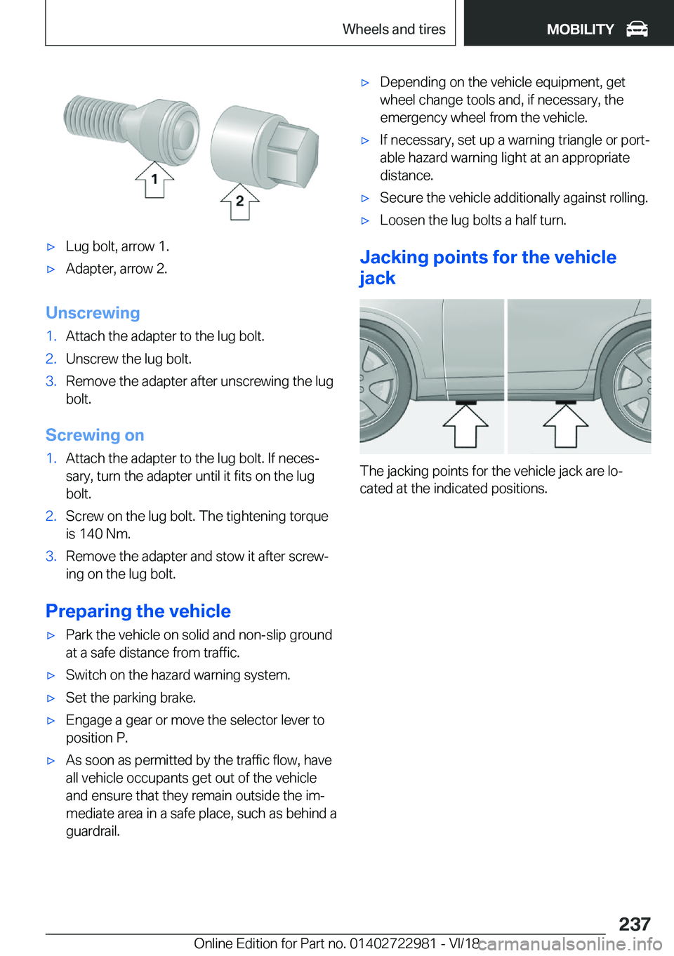 BMW M4 2019  Owners Manual 'x�L�u�g��b�o�l�t�,��a�r�r�o�w��1�.'x�A�d�a�p�t�e�r�,��a�r�r�o�w��2�.
�U�n�s�c�r�e�w�i�n�g
�1�.�A�t�t�a�c�h��t�h�e��a�d�a�p�t�e�r��t�o��t�h�e��l�u�g��b�o�l�t�.�2�.�U�n�s�c�r�e�w��t