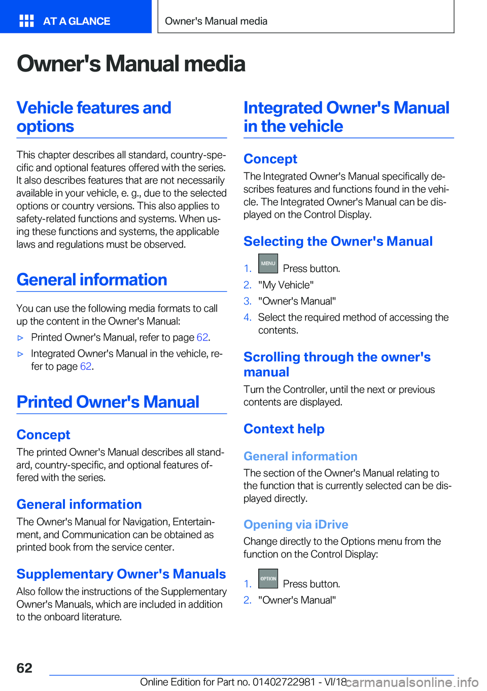 BMW M4 2019 Repair Manual �O�w�n�e�r�'�s��M�a�n�u�a�l��m�e�d�i�a�V�e�h�i�c�l�e��f�e�a�t�u�r�e�s��a�n�d�o�p�t�i�o�n�s
�T�h�i�s��c�h�a�p�t�e�r��d�e�s�c�r�i�b�e�s��a�l�l��s�t�a�n�d�a�r�d�,��c�o�u�n�t�r�y�-�s�p�ej�c�