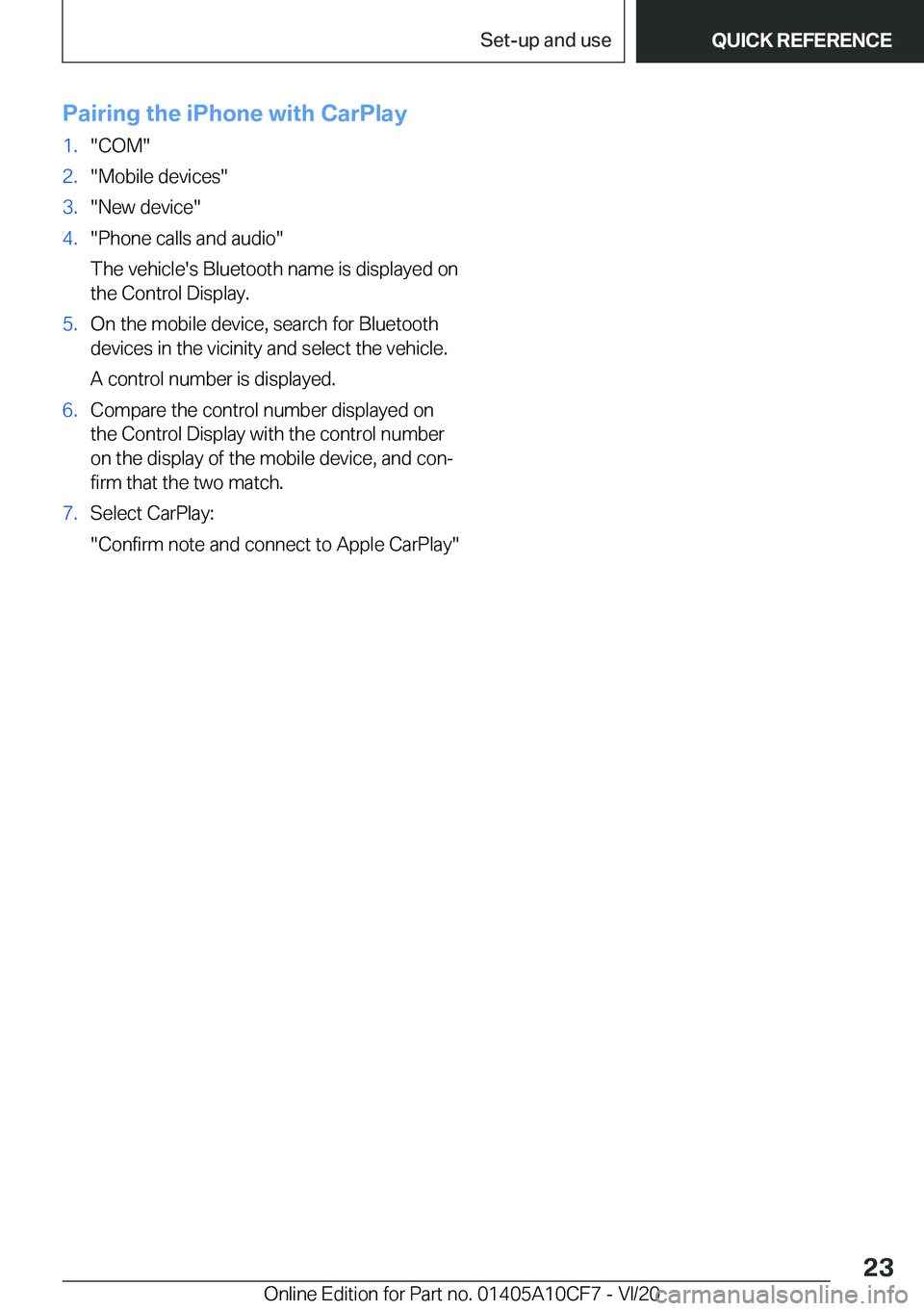 BMW M5 2021 Owners Manual �P�a�i�r�i�n�g��t�h�e��i�P�h�o�n�e��w�i�t�h��C�a�r�P�l�a�y�1�.�"�C�O�M�"�2�.�"�M�o�b�i�l�e��d�e�v�i�c�e�s�"�3�.�"�N�e�w��d�e�v�i�c�e�"�4�.�"�P�h�o�n�e��c�a�l�l�s��a