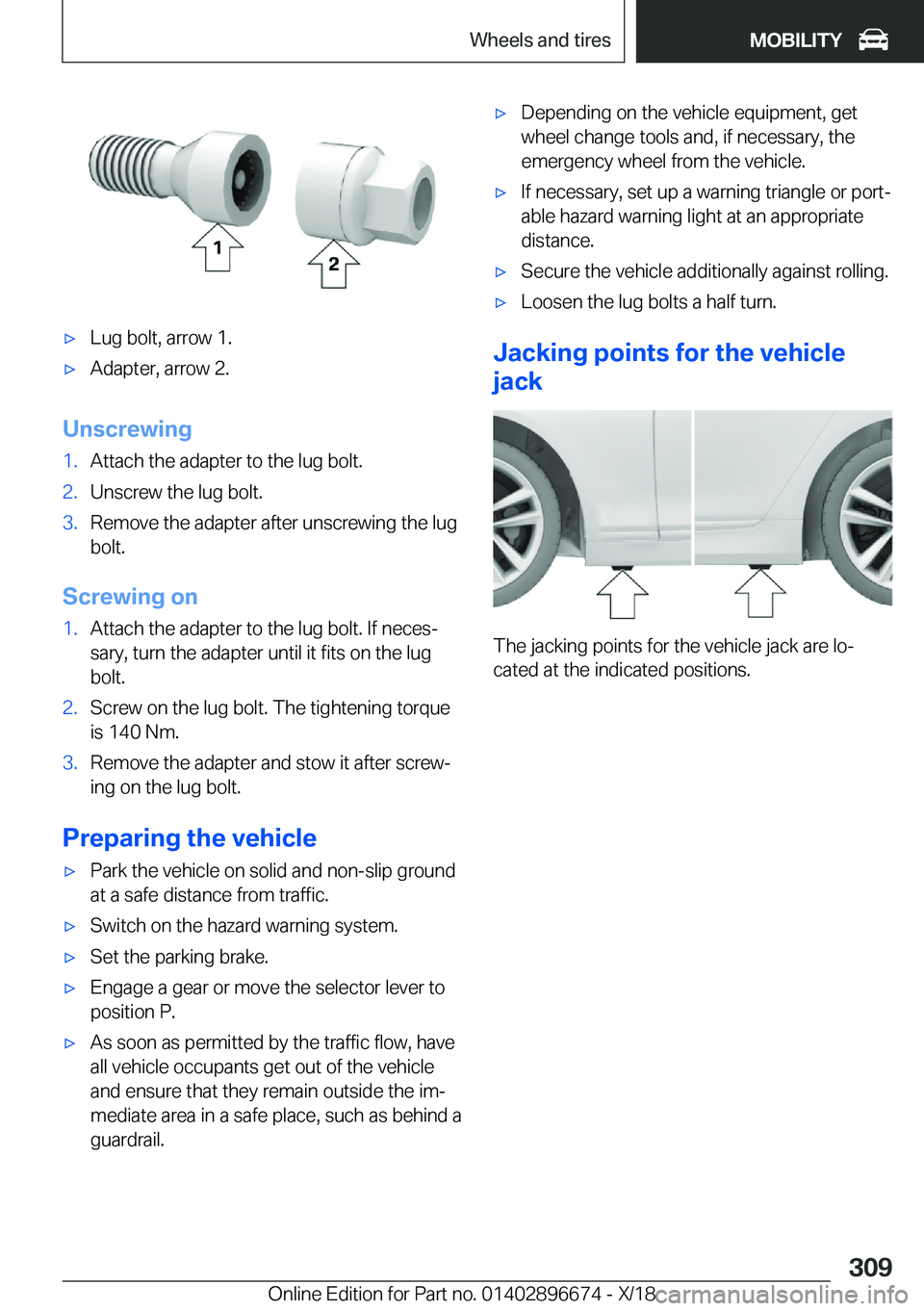 BMW M5 2019  Owners Manual 'x�L�u�g��b�o�l�t�,��a�r�r�o�w��1�.'x�A�d�a�p�t�e�r�,��a�r�r�o�w��2�.
�U�n�s�c�r�e�w�i�n�g
�1�.�A�t�t�a�c�h��t�h�e��a�d�a�p�t�e�r��t�o��t�h�e��l�u�g��b�o�l�t�.�2�.�U�n�s�c�r�e�w��t
