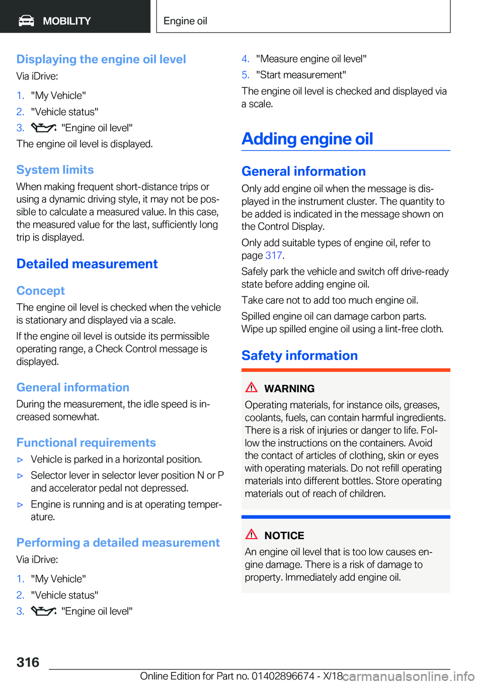 BMW M5 2019  Owners Manual �D�i�s�p�l�a�y�i�n�g��t�h�e��e�n�g�i�n�e��o�i�l��l�e�v�e�l�V�i�a��i�D�r�i�v�e�:�1�.��M�y��V�e�h�i�c�l�e��2�.��V�e�h�i�c�l�e��s�t�a�t�u�s��3�.����E�n�g�i�n�e��o�i�l��l�e�v�e�l�
�T�h�e�