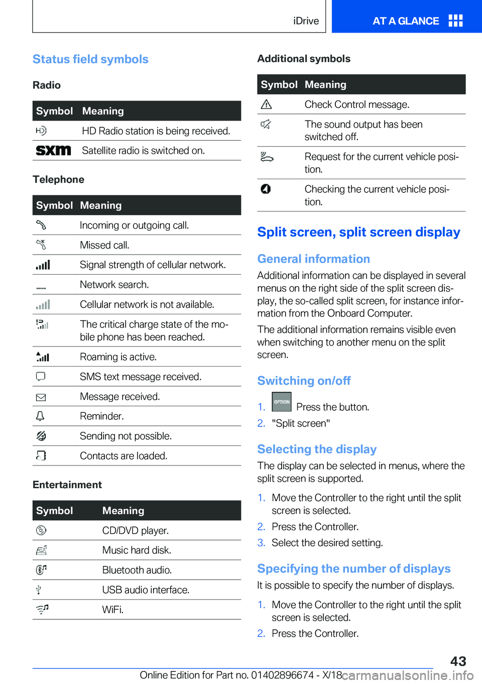 BMW M5 2019 Service Manual �S�t�a�t�u�s��f�i�e�l�d��s�y�m�b�o�l�s�R�a�d�i�o�S�y�m�b�o�l�M�e�a�n�i�n�g��H�D��R�a�d�i�o��s�t�a�t�i�o�n��i�s��b�e�i�n�g��r�e�c�e�i�v�e�d�.��S�a�t�e�l�l�i�t�e��r�a�d�i�o��i�s��s�w�i�t�c�h