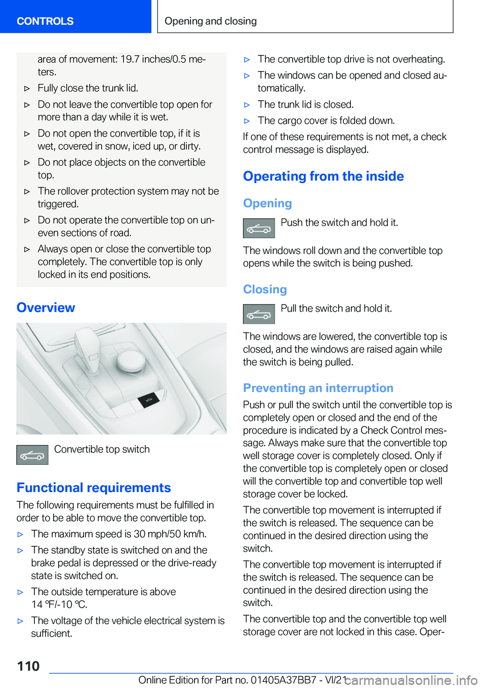 BMW M8 2022  Owners Manual �a�r�e�a��o�f��m�o�v�e�m�e�n�t�:��1�9�.�7��i�n�c�h�e�s�/�0�.�5��m�e#j
�t�e�r�s�.'x�F�u�l�l�y��c�l�o�s�e��t�h�e��t�r�u�n�k��l�i�d�.'x�D�o��n�o�t��l�e�a�v�e��t�h�e��c�o�n�v�e�r�t�i�