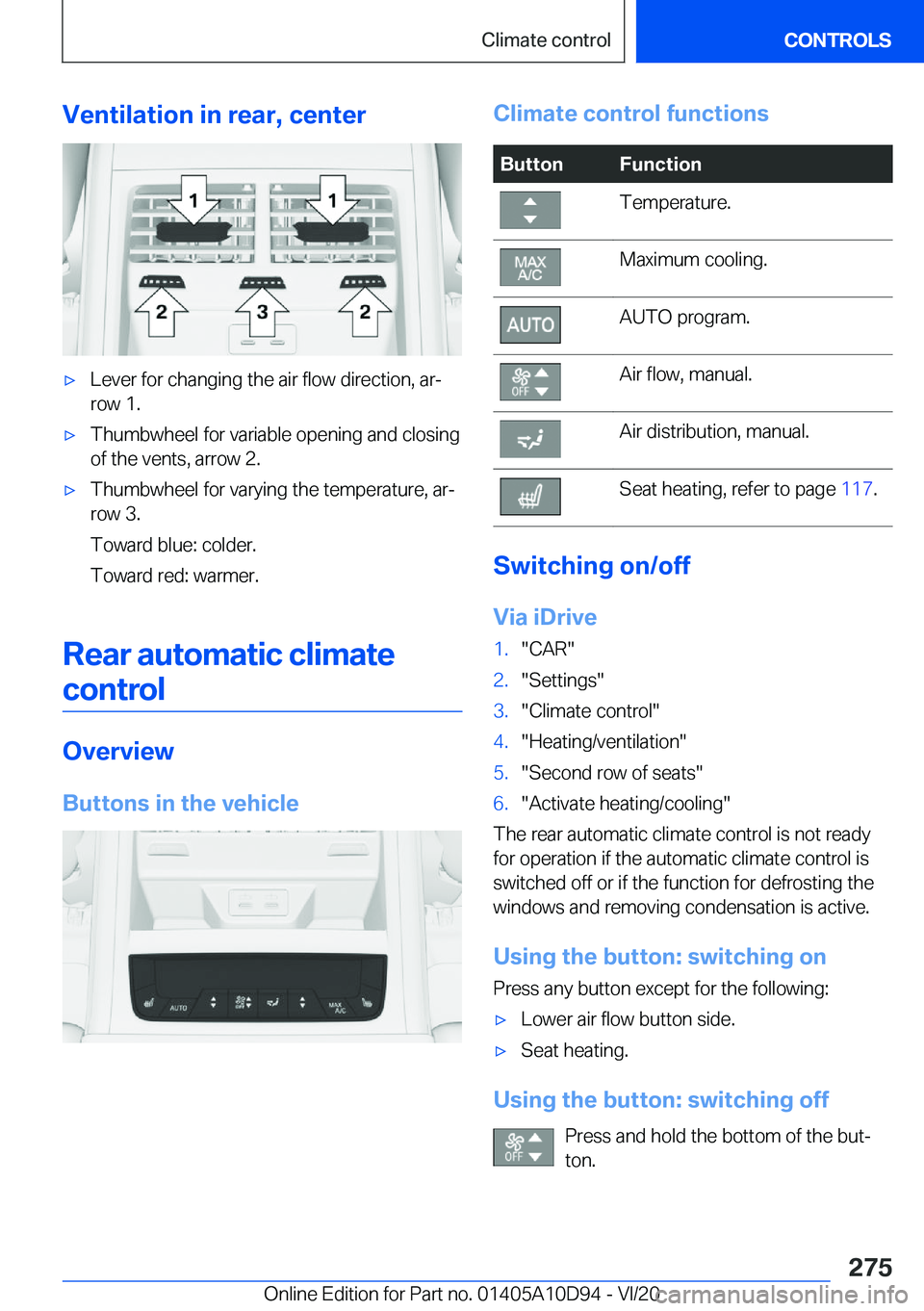 BMW M8 GRAN COUPE 2021  Owners Manual �V�e�n�t�i�l�a�t�i�o�n��i�n��r�e�a�r�,��c�e�n�t�e�r'x�L�e�v�e�r��f�o�r��c�h�a�n�g�i�n�g��t�h�e��a�i�r��f�l�o�w��d�i�r�e�c�t�i�o�n�,��a�r#j
�r�o�w��1�.'x�T�h�u�m�b�w�h�e�e�l��f�o�r�