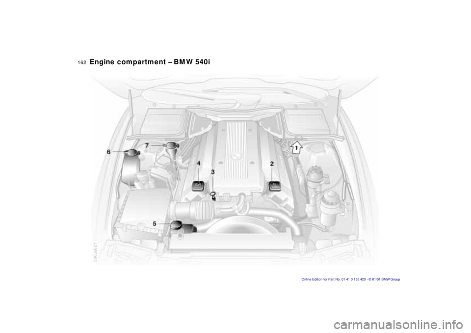 BMW SPORT WAGON 2001  Owners Manual 162nEngine compartment – BMW 540i
390us621 