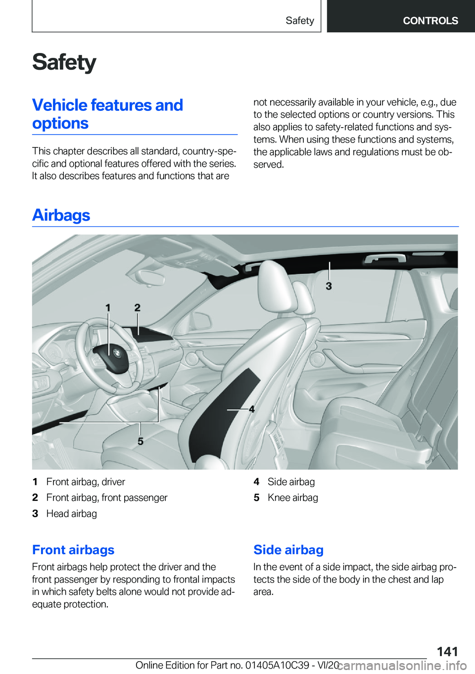 BMW X1 2021  Owners Manual �S�a�f�e�t�y�V�e�h�i�c�l�e��f�e�a�t�u�r�e�s��a�n�d�o�p�t�i�o�n�s
�T�h�i�s��c�h�a�p�t�e�r��d�e�s�c�r�i�b�e�s��a�l�l��s�t�a�n�d�a�r�d�,��c�o�u�n�t�r�y�-�s�p�e#j�c�i�f�i�c��a�n�d��o�p�t�i�o�n�a�
