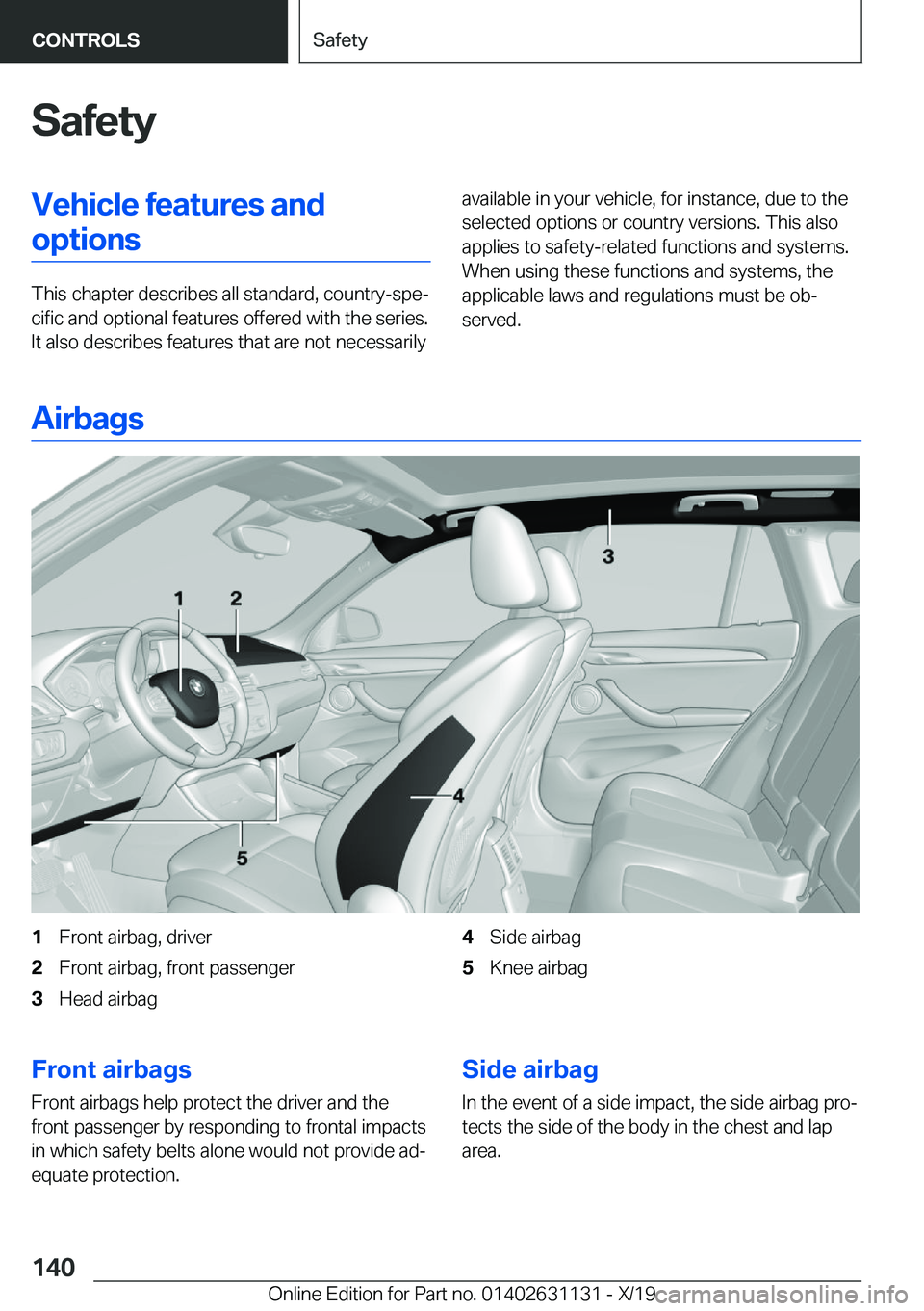 BMW X1 2020  Owners Manual �S�a�f�e�t�y�V�e�h�i�c�l�e��f�e�a�t�u�r�e�s��a�n�d�o�p�t�i�o�n�s
�T�h�i�s��c�h�a�p�t�e�r��d�e�s�c�r�i�b�e�s��a�l�l��s�t�a�n�d�a�r�d�,��c�o�u�n�t�r�y�-�s�p�e#j�c�i�f�i�c��a�n�d��o�p�t�i�o�n�a�