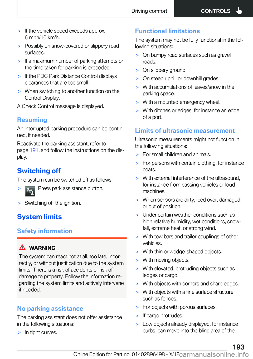 BMW X1 2019  Owners Manual 'x�I�f��t�h�e��v�e�h�i�c�l�e��s�p�e�e�d��e�x�c�e�e�d�s��a�p�p�r�o�x�.
�6��m�p�h�/�1�0��k�m�/�h�.'x�P�o�s�s�i�b�l�y��o�n��s�n�o�w�-�c�o�v�e�r�e�d��o�r��s�l�i�p�p�e�r�y��r�o�a�d
�s�u