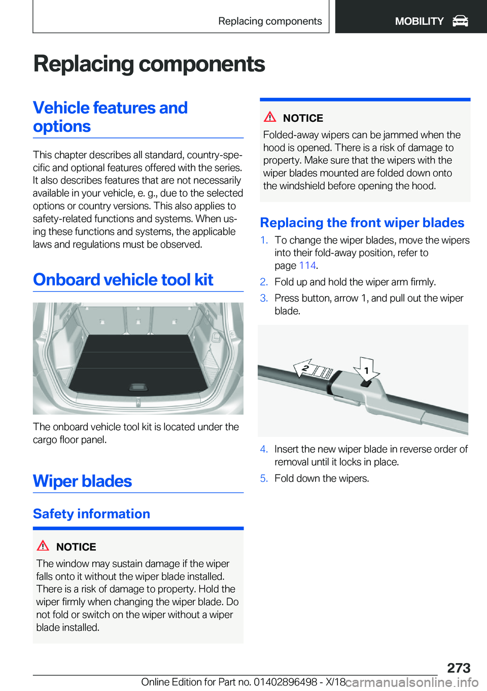 BMW X1 2019  Owners Manual �R�e�p�l�a�c�i�n�g��c�o�m�p�o�n�e�n�t�s�V�e�h�i�c�l�e��f�e�a�t�u�r�e�s��a�n�d�o�p�t�i�o�n�s
�T�h�i�s��c�h�a�p�t�e�r��d�e�s�c�r�i�b�e�s��a�l�l��s�t�a�n�d�a�r�d�,��c�o�u�n�t�r�y�-�s�p�ej�c�i�f�