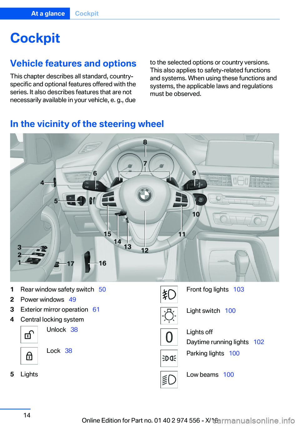 BMW X1 2017 User Guide �C�o�c�k�p�i�t�V�e�h�i�c�l�e��f�e�a�t�u�r�e�s��a�n�d��o�p�t�i�o�n�s
�T�h�i�s� �c�h�a�p�t�e�r� �d�e�s�c�r�i�b�e�s� �a�l�l� �s�t�a�n�d�a�r�d�,� �c�o�u�n�t�r�y�- �s�p�e�c�i�f�i�c� �a�n�d� �o�p�t�i�o�n
