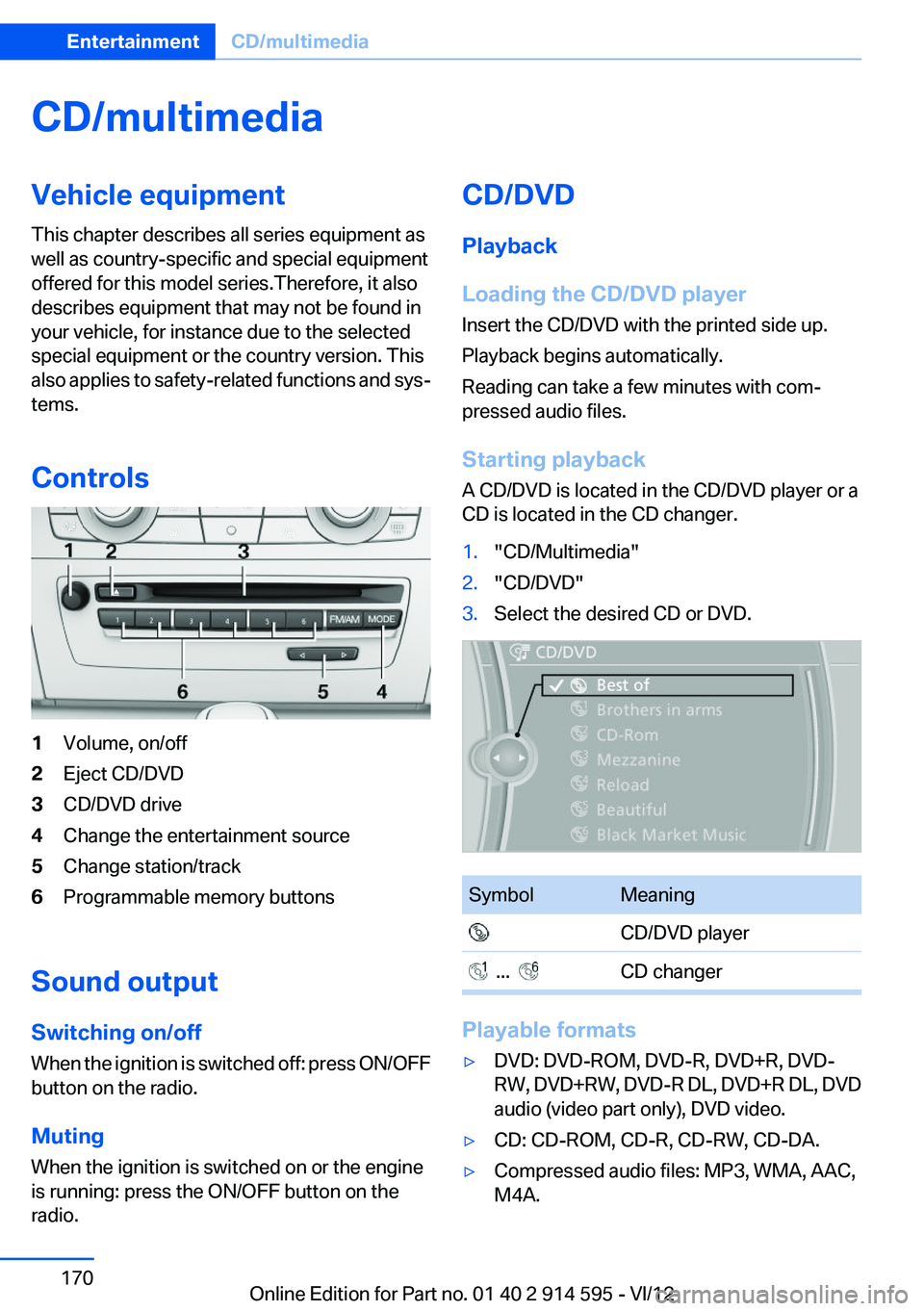 BMW X1 SDRIVE28I 2013  Owners Manual CD/multimediaVehicle equipment
This chapter describes all series equipment as
well as country-specific and special equipment
offered for this model series.Therefore, it also
describes equipment that m