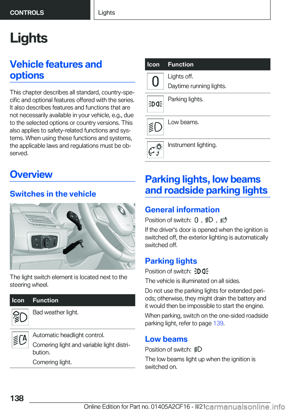 BMW X2 2022  Owners Manual �L�i�g�h�t�s�V�e�h�i�c�l�e��f�e�a�t�u�r�e�s��a�n�d�o�p�t�i�o�n�s
�T�h�i�s��c�h�a�p�t�e�r��d�e�s�c�r�i�b�e�s��a�l�l��s�t�a�n�d�a�r�d�,��c�o�u�n�t�r�y�-�s�p�e#j�c�i�f�i�c��a�n�d��o�p�t�i�o�n�a�