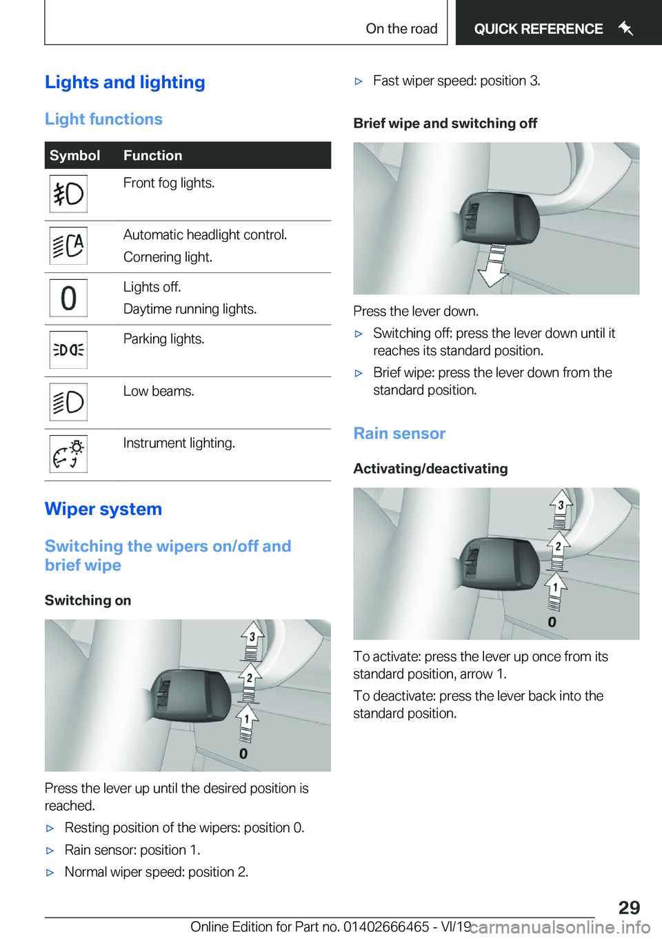 BMW X2 2020 Owners Manual �L�i�g�h�t�s��a�n�d��l�i�g�h�t�i�n�g
�L�i�g�h�t��f�u�n�c�t�i�o�n�s�S�y�m�b�o�l�F�u�n�c�t�i�o�n�F�r�o�n�t��f�o�g��l�i�g�h�t�s�.�A�u�t�o�m�a�t�i�c��h�e�a�d�l�i�g�h�t��c�o�n�t�r�o�l�.
�C�o�r�n�e�r