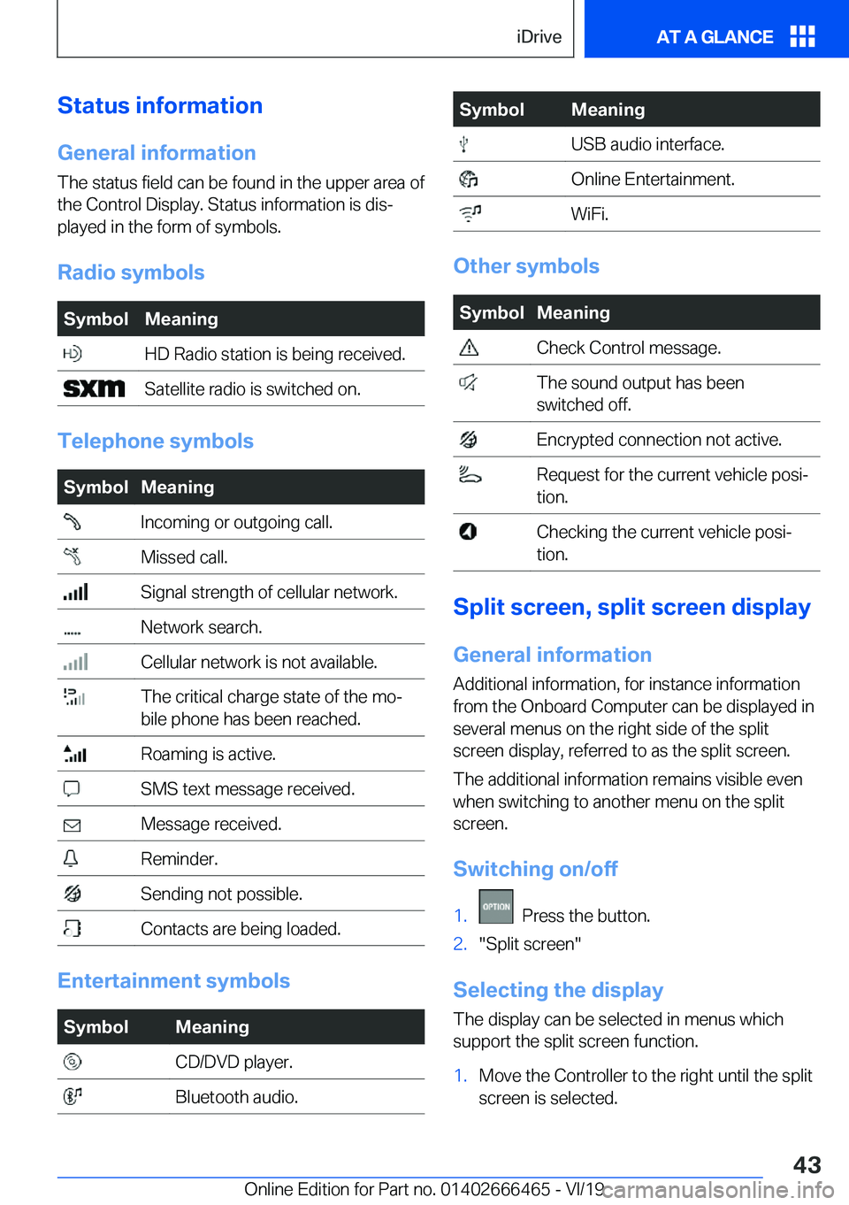 BMW X2 2020 Service Manual �S�t�a�t�u�s��i�n�f�o�r�m�a�t�i�o�n�G�e�n�e�r�a�l��i�n�f�o�r�m�a�t�i�o�n
�T�h�e��s�t�a�t�u�s��f�i�e�l�d��c�a�n��b�e��f�o�u�n�d��i�n��t�h�e��u�p�p�e�r��a�r�e�a��o�f
�t�h�e��C�o�n�t�r�o�l�