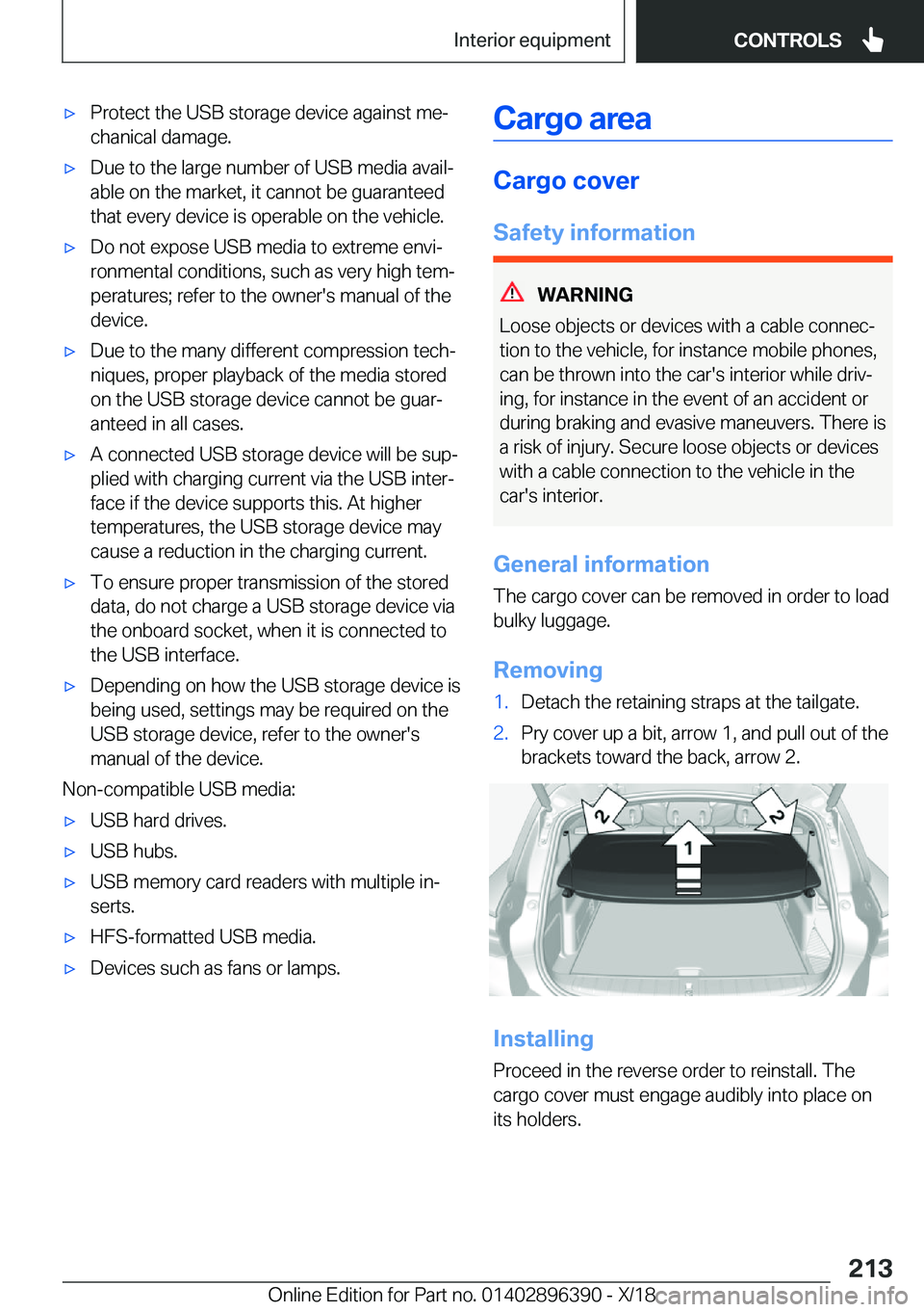BMW X2 2019  Owners Manual 'x�P�r�o�t�e�c�t��t�h�e��U�S�B��s�t�o�r�a�g�e��d�e�v�i�c�e��a�g�a�i�n�s�t��m�ej
�c�h�a�n�i�c�a�l��d�a�m�a�g�e�.'x�D�u�e��t�o��t�h�e��l�a�r�g�e��n�u�m�b�e�r��o�f��U�S�B��m�e�d�i�