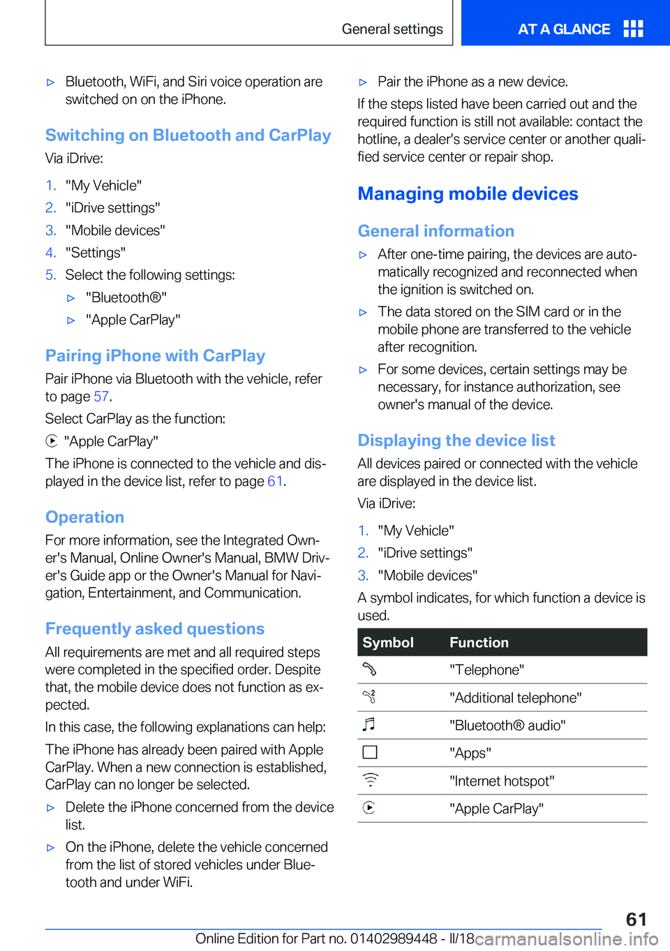 BMW X2 2018 Repair Manual 'x�B�l�u�e�t�o�o�t�h�,� �W�i�F�i�,� �a�n�d� �S�i�r�i� �v�o�i�c�e� �o�p�e�r�a�t�i�o�n� �a�r�e
�s�w�i�t�c�h�e�d� �o�n� �o�n� �t�h�e� �i�P�h�o�n�e�.
�S�w�i�t�c�h�i�n�g��o�n��B�l�u�e�t�o�o�t�h��a�n