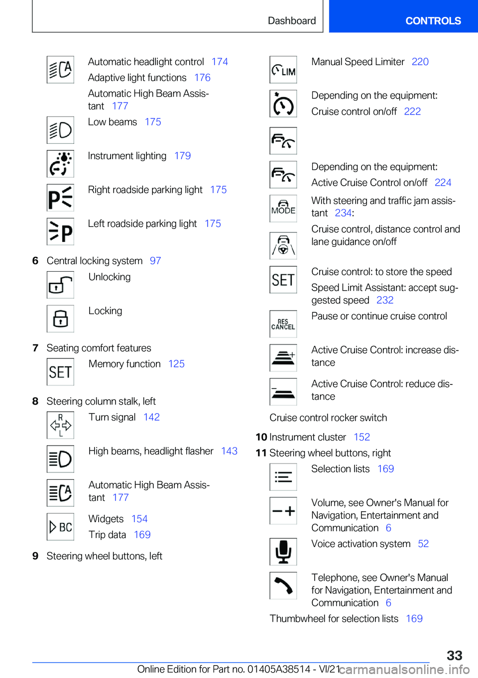 BMW X3 2022 Owners Guide �A�u�t�o�m�a�t�i�c��h�e�a�d�l�i�g�h�t��c�o�n�t�r�o�l#\#_�1�7�4
�A�d�a�p�t�i�v�e��l�i�g�h�t��f�u�n�c�t�i�o�n�s#\#_ �1�7�6
�A�u�t�o�m�a�t�i�c��H�i�g�h��B�e�a�m��A�s�s�i�s#j
�t�a�n�t#\#_ �1�7�7�L�