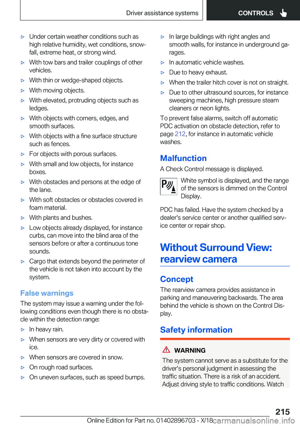 BMW X3 2019  Owners Manual 'x�U�n�d�e�r��c�e�r�t�a�i�n��w�e�a�t�h�e�r��c�o�n�d�i�t�i�o�n�s��s�u�c�h��a�s
�h�i�g�h��r�e�l�a�t�i�v�e��h�u�m�i�d�i�t�y�,��w�e�t��c�o�n�d�i�t�i�o�n�s�,��s�n�o�wj
�f�a�l�l�,��e�x�t�r�e