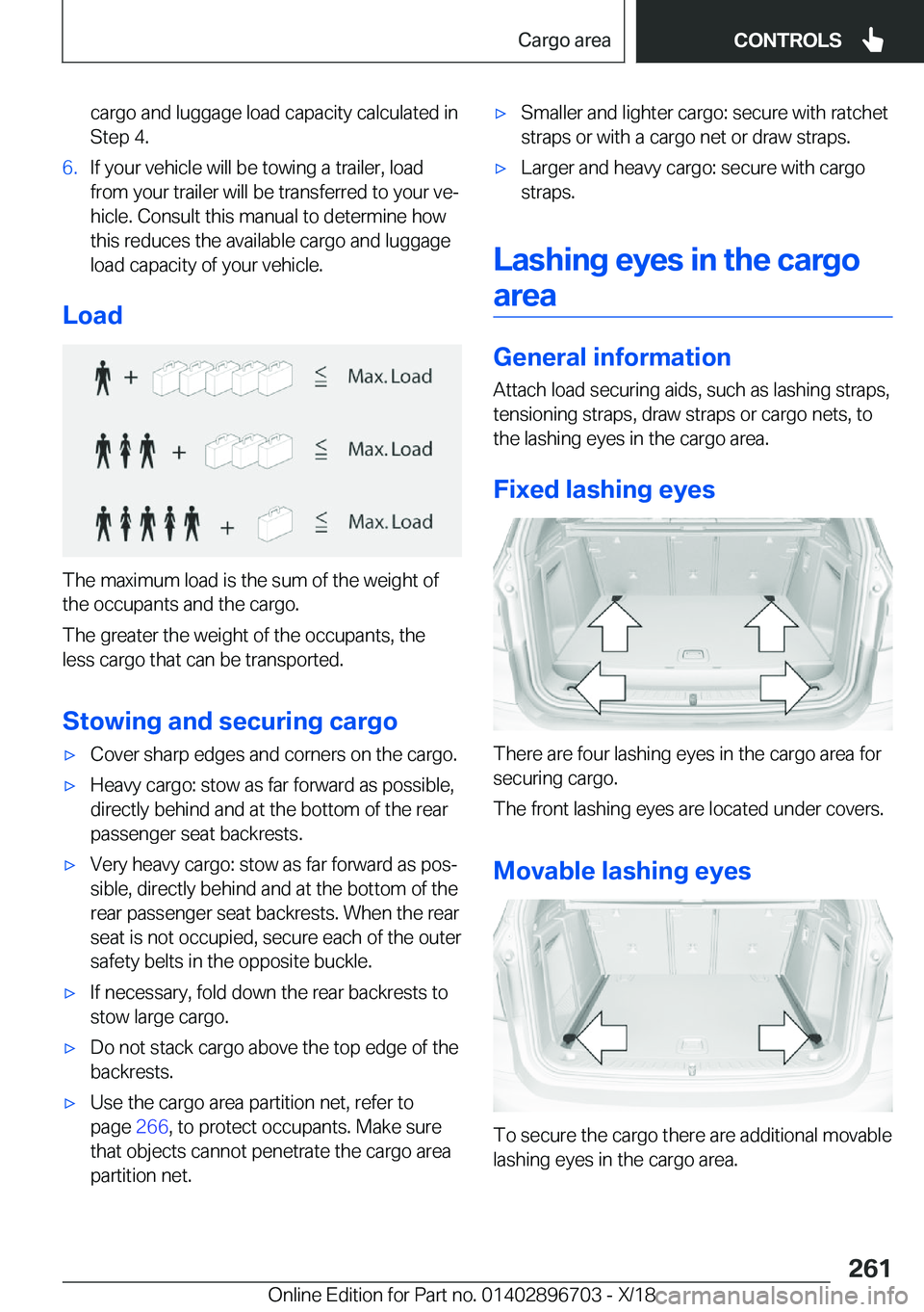 BMW X3 2019  Owners Manual �c�a�r�g�o��a�n�d��l�u�g�g�a�g�e��l�o�a�d��c�a�p�a�c�i�t�y��c�a�l�c�u�l�a�t�e�d��i�n
�S�t�e�p��4�.�6�.�I�f��y�o�u�r��v�e�h�i�c�l�e��w�i�l�l��b�e��t�o�w�i�n�g��a��t�r�a�i�l�e�r�,��l�o�a�