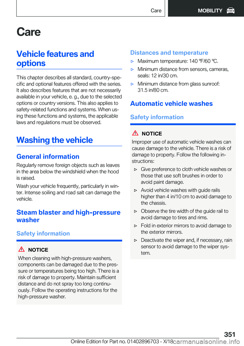 BMW X3 2019  Owners Manual �C�a�r�e�V�e�h�i�c�l�e��f�e�a�t�u�r�e�s��a�n�d�o�p�t�i�o�n�s
�T�h�i�s��c�h�a�p�t�e�r��d�e�s�c�r�i�b�e�s��a�l�l��s�t�a�n�d�a�r�d�,��c�o�u�n�t�r�y�-�s�p�ej�c�i�f�i�c��a�n�d��o�p�t�i�o�n�a�l��