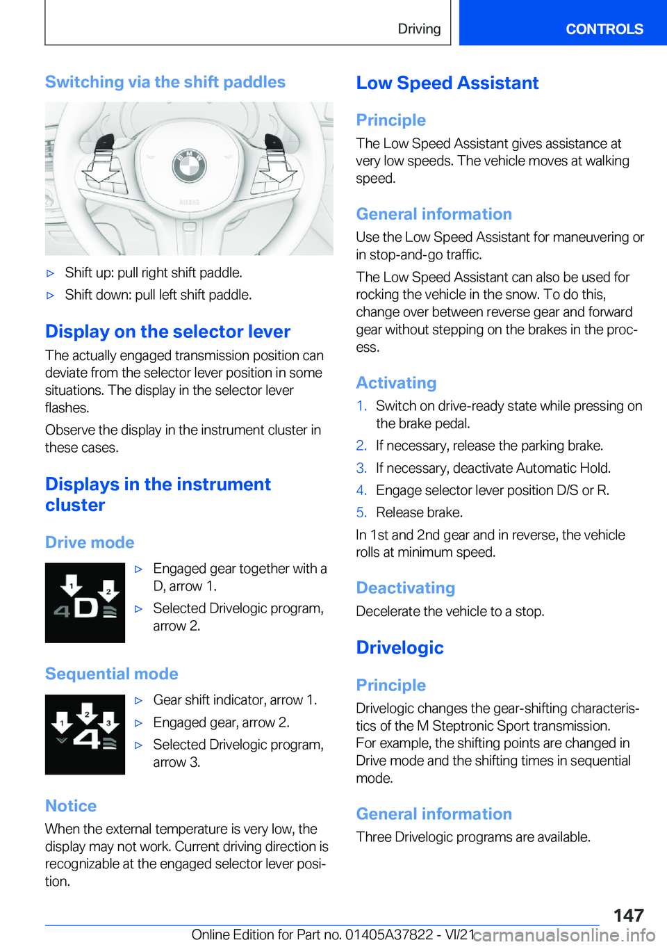 BMW X3 M 2022  Owners Manual �S�w�i�t�c�h�i�n�g��v�i�a��t�h�e��s�h�i�f�t��p�a�d�d�l�e�s'x�S�h�i�f�t��u�p�:��p�u�l�l��r�i�g�h�t��s�h�i�f�t��p�a�d�d�l�e�.'x�S�h�i�f�t��d�o�w�n�:��p�u�l�l��l�e�f�t��s�h�i�f�t��p