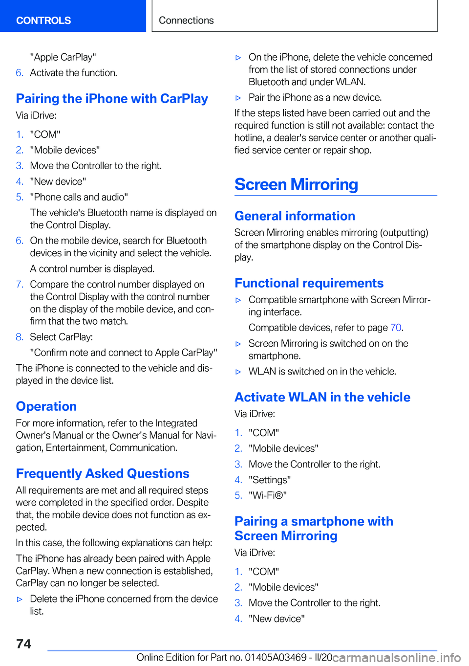 BMW X3 M 2021 Manual PDF �"�A�p�p�l�e��C�a�r�P�l�a�y�"�6�.�A�c�t�i�v�a�t�e��t�h�e��f�u�n�c�t�i�o�n�.
�P�a�i�r�i�n�g��t�h�e��i�P�h�o�n�e��w�i�t�h��C�a�r�P�l�a�y
�V�i�a��i�D�r�i�v�e�:
�1�.�"�C�O�M�"�2�.�