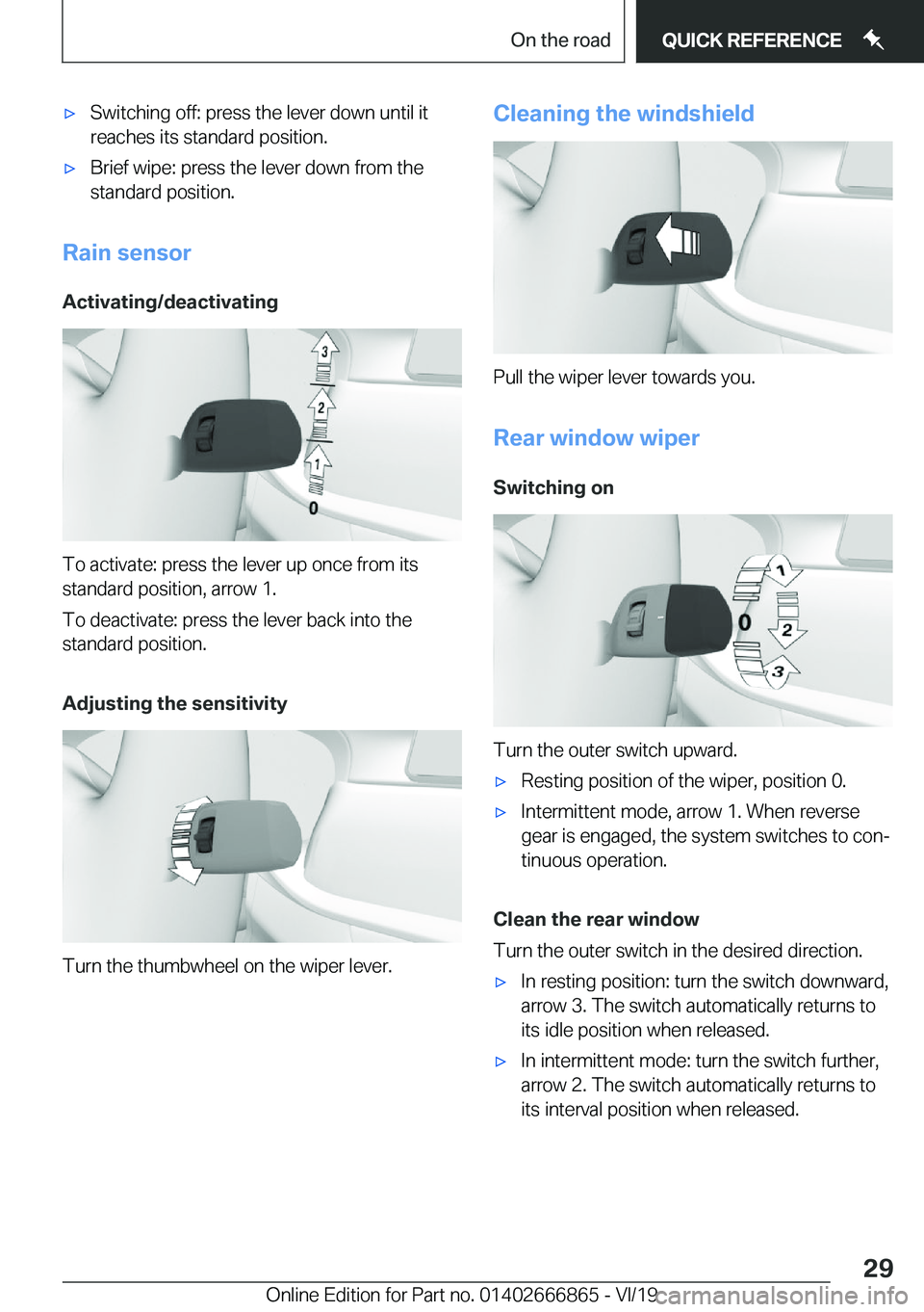 BMW X3 M 2020 Owners Manual 'x�S�w�i�t�c�h�i�n�g��o�f�f�:��p�r�e�s�s��t�h�e��l�e�v�e�r��d�o�w�n��u�n�t�i�l��i�t�r�e�a�c�h�e�s��i�t�s��s�t�a�n�d�a�r�d��p�o�s�i�t�i�o�n�.'x�B�r�i�e�f��w�i�p�e�:��p�r�e�s�s��t�h