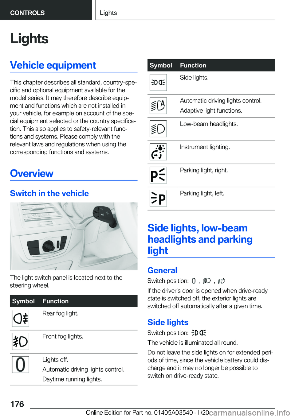 BMW X3 PLUG-IN HYBRID 2020  Owners Manual �L�i�g�h�t�s�V�e�h�i�c�l�e��e�q�u�i�p�m�e�n�t
�T�h�i�s��c�h�a�p�t�e�r��d�e�s�c�r�i�b�e�s��a�l�l��s�t�a�n�d�a�r�d�,��c�o�u�n�t�r�y�-�s�p�ej�c�i�f�i�c��a�n�d��o�p�t�i�o�n�a�l��e�q�u�i�p�m�e�n�