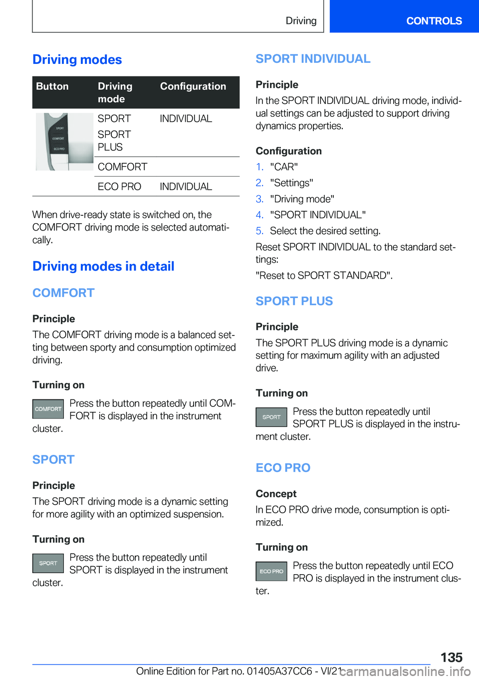 BMW X4 2022  Owners Manual �D�r�i�v�i�n�g��m�o�d�e�s�B�u�t�t�o�n�D�r�i�v�i�n�g
�m�o�d�e�C�o�n�f�i�g�u�r�a�t�i�o�n�S�P�O�R�T
�S�P�O�R�T
�P�L�U�S�I�N�D�I�V�I�D�U�A�L�C�O�M�F�O�R�T�E�C�O��P�R�O�I�N�D�I�V�I�D�U�A�L
�W�h�e�n��d�r
