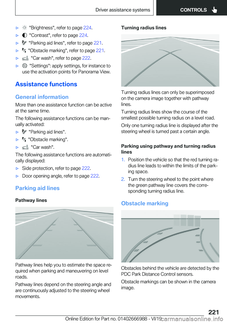 BMW X4 2020  Owners Manual 'x����B�r�i�g�h�t�n�e�s�s��,��r�e�f�e�r��t�o��p�a�g�e��2�2�4�.'x����C�o�n�t�r�a�s�t��,��r�e�f�e�r��t�o��p�a�g�e� �2�2�4�.'x����P�a�r�k�i�n�g��a�i�d��l�i�n�e�s��,��r�