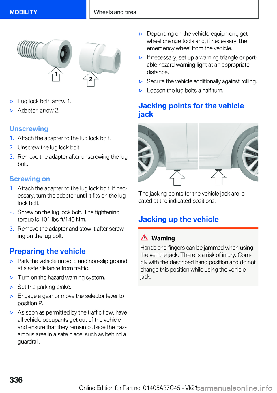 BMW X4 M 2022  Owners Manual 'x�L�u�g��l�o�c�k��b�o�l�t�,��a�r�r�o�w��1�.'x�A�d�a�p�t�e�r�,��a�r�r�o�w��2�.
�U�n�s�c�r�e�w�i�n�g
�1�.�A�t�t�a�c�h��t�h�e��a�d�a�p�t�e�r��t�o��t�h�e��l�u�g��l�o�c�k��b�o�l�t�.�2