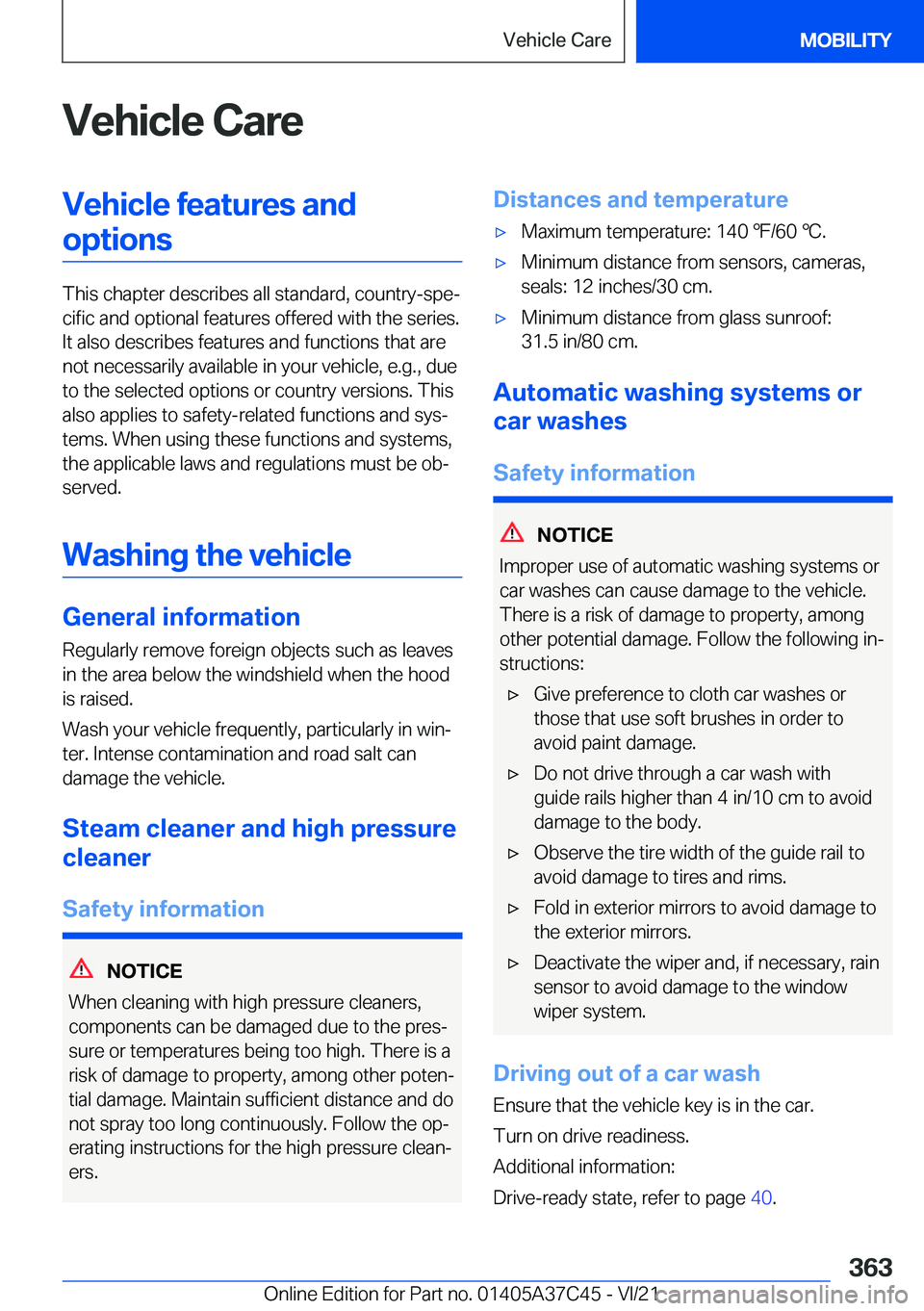 BMW X4 M 2022  Owners Manual �V�e�h�i�c�l�e��C�a�r�e�V�e�h�i�c�l�e��f�e�a�t�u�r�e�s��a�n�d�o�p�t�i�o�n�s
�T�h�i�s��c�h�a�p�t�e�r��d�e�s�c�r�i�b�e�s��a�l�l��s�t�a�n�d�a�r�d�,��c�o�u�n�t�r�y�-�s�p�e#j�c�i�f�i�c��a�n�d��o�