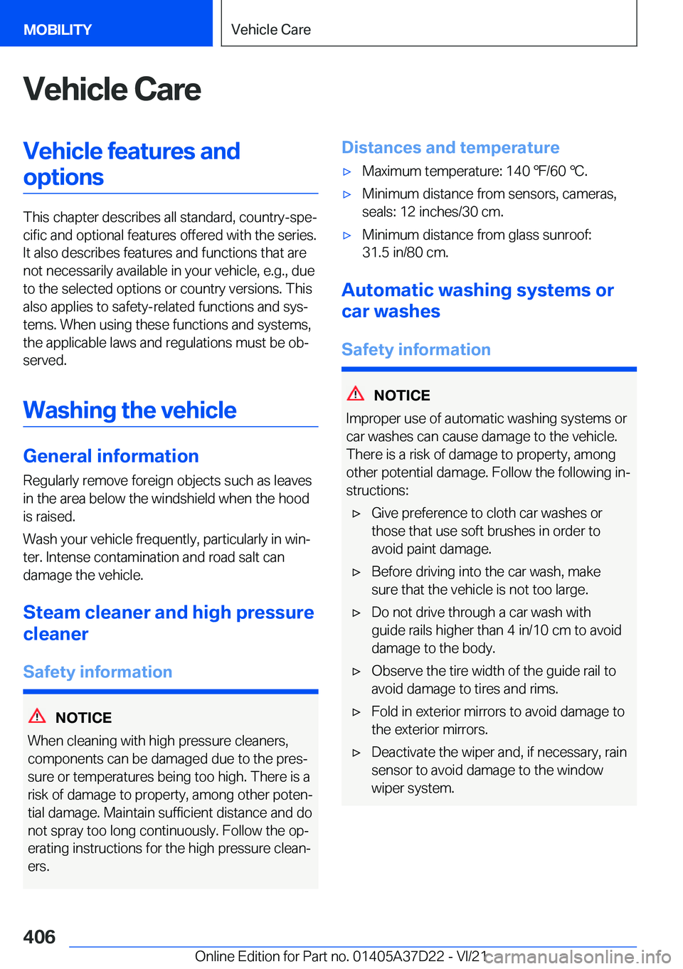 BMW X5 2022  Owners Manual �V�e�h�i�c�l�e��C�a�r�e�V�e�h�i�c�l�e��f�e�a�t�u�r�e�s��a�n�d�o�p�t�i�o�n�s
�T�h�i�s��c�h�a�p�t�e�r��d�e�s�c�r�i�b�e�s��a�l�l��s�t�a�n�d�a�r�d�,��c�o�u�n�t�r�y�-�s�p�e#j�c�i�f�i�c��a�n�d��o�