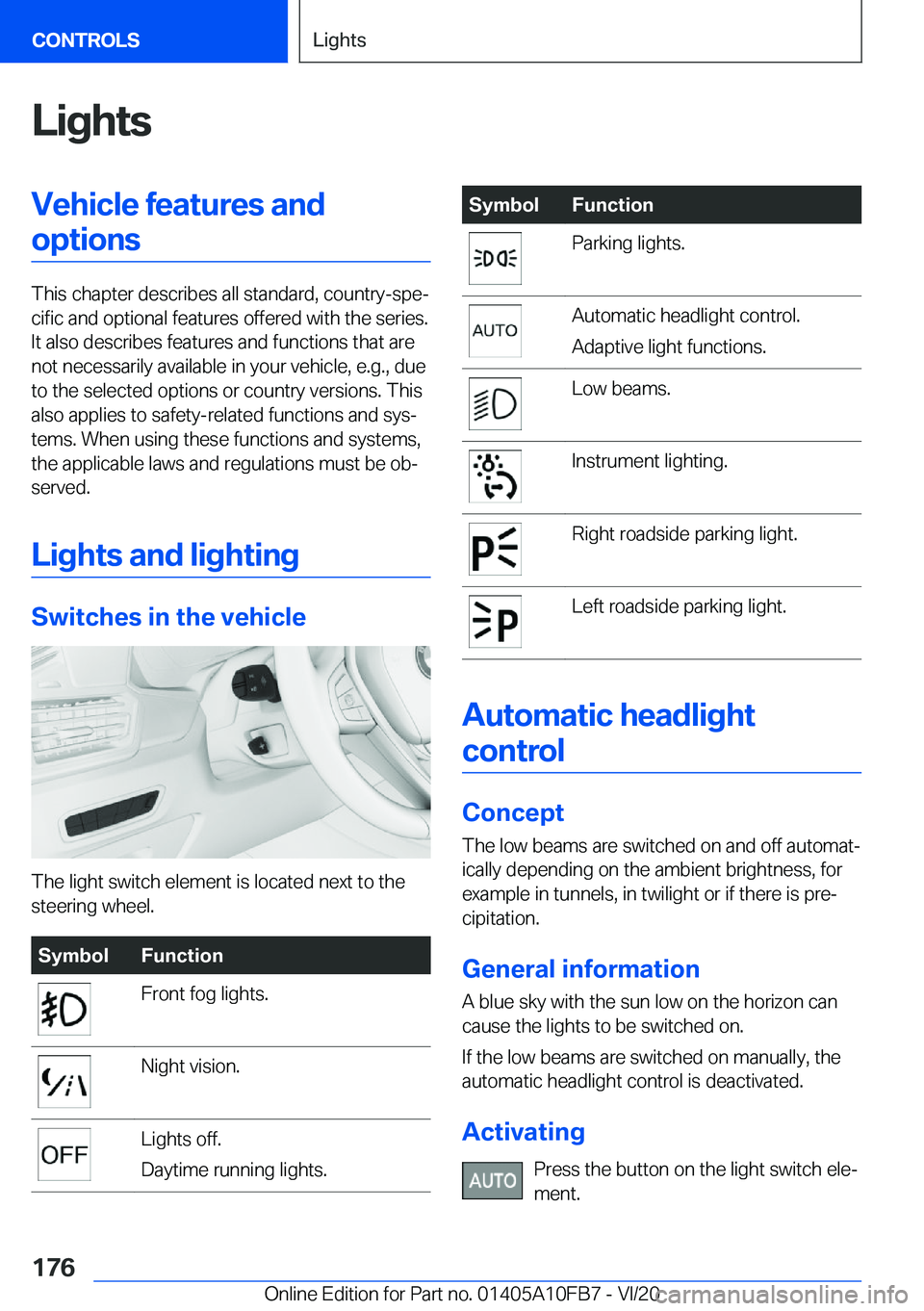 BMW X5 2021  Owners Manual �L�i�g�h�t�s�V�e�h�i�c�l�e��f�e�a�t�u�r�e�s��a�n�d�o�p�t�i�o�n�s
�T�h�i�s��c�h�a�p�t�e�r��d�e�s�c�r�i�b�e�s��a�l�l��s�t�a�n�d�a�r�d�,��c�o�u�n�t�r�y�-�s�p�e#j�c�i�f�i�c��a�n�d��o�p�t�i�o�n�a�