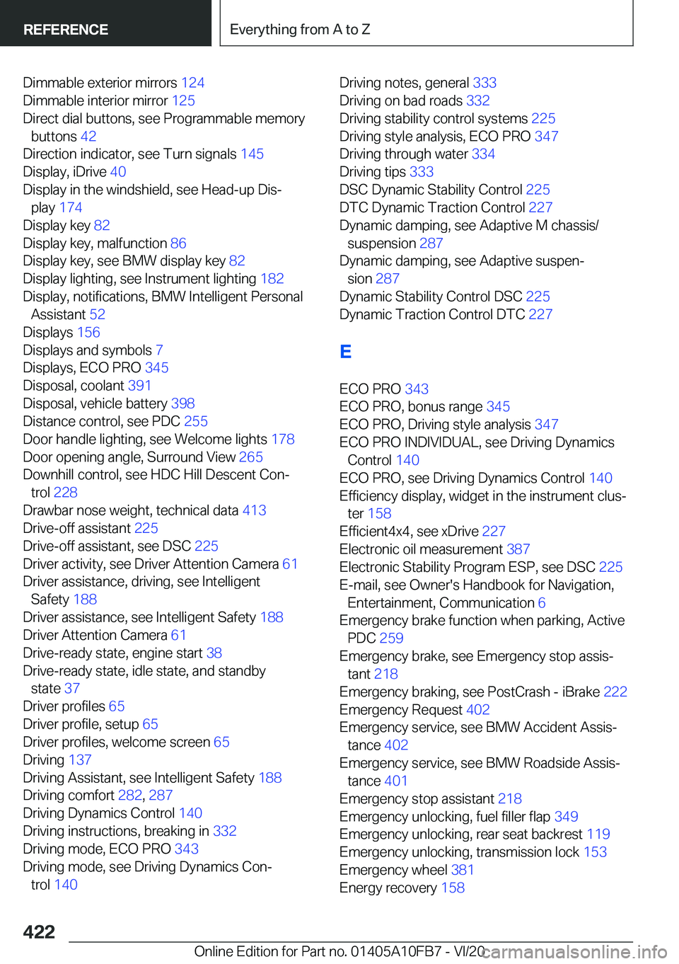 BMW X5 2021  Owners Manual �D�i�m�m�a�b�l�e��e�x�t�e�r�i�o�r��m�i�r�r�o�r�s��1�2�4�
�D�i�m�m�a�b�l�e��i�n�t�e�r�i�o�r��m�i�r�r�o�r� �1�2�5�
�D�i�r�e�c�t��d�i�a�l��b�u�t�t�o�n�s�,��s�e�e��P�r�o�g�r�a�m�m�a�b�l�e��m�