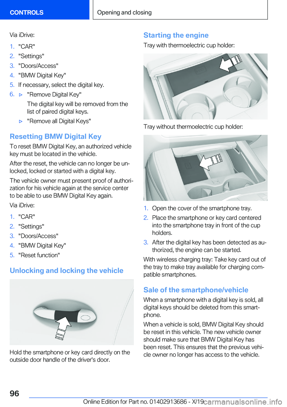 BMW X5 2020  Owners Manual �V�i�a��i�D�r�i�v�e�:�1�.�"�C�A�R�"�2�.�"�S�e�t�t�i�n�g�s�"�3�.�"�D�o�o�r�s�/�A�c�c�e�s�s�"�4�.�"�B�M�W��D�i�g�i�t�a�l��K�e�y�"�5�.�I�f��n�e�c�e�s�s�a�r�y�,��s�e�l