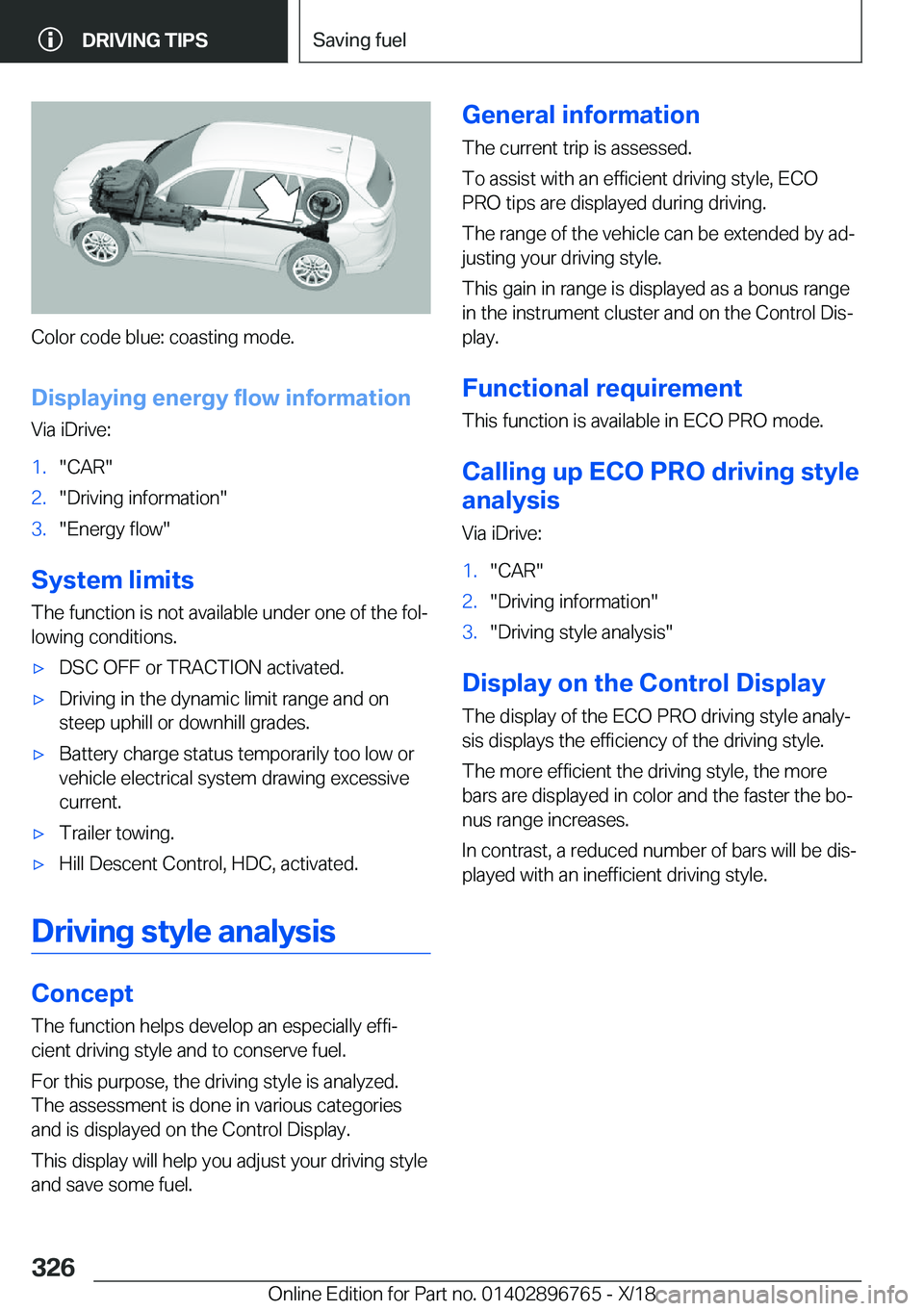 BMW X5 2019  Owners Manual �C�o�l�o�r��c�o�d�e��b�l�u�e�:��c�o�a�s�t�i�n�g��m�o�d�e�.�D�i�s�p�l�a�y�i�n�g��e�n�e�r�g�y��f�l�o�w��i�n�f�o�r�m�a�t�i�o�n
�V�i�a��i�D�r�i�v�e�:
�1�.��C�A�R��2�.��D�r�i�v�i�n�g��i�n�f�o�r