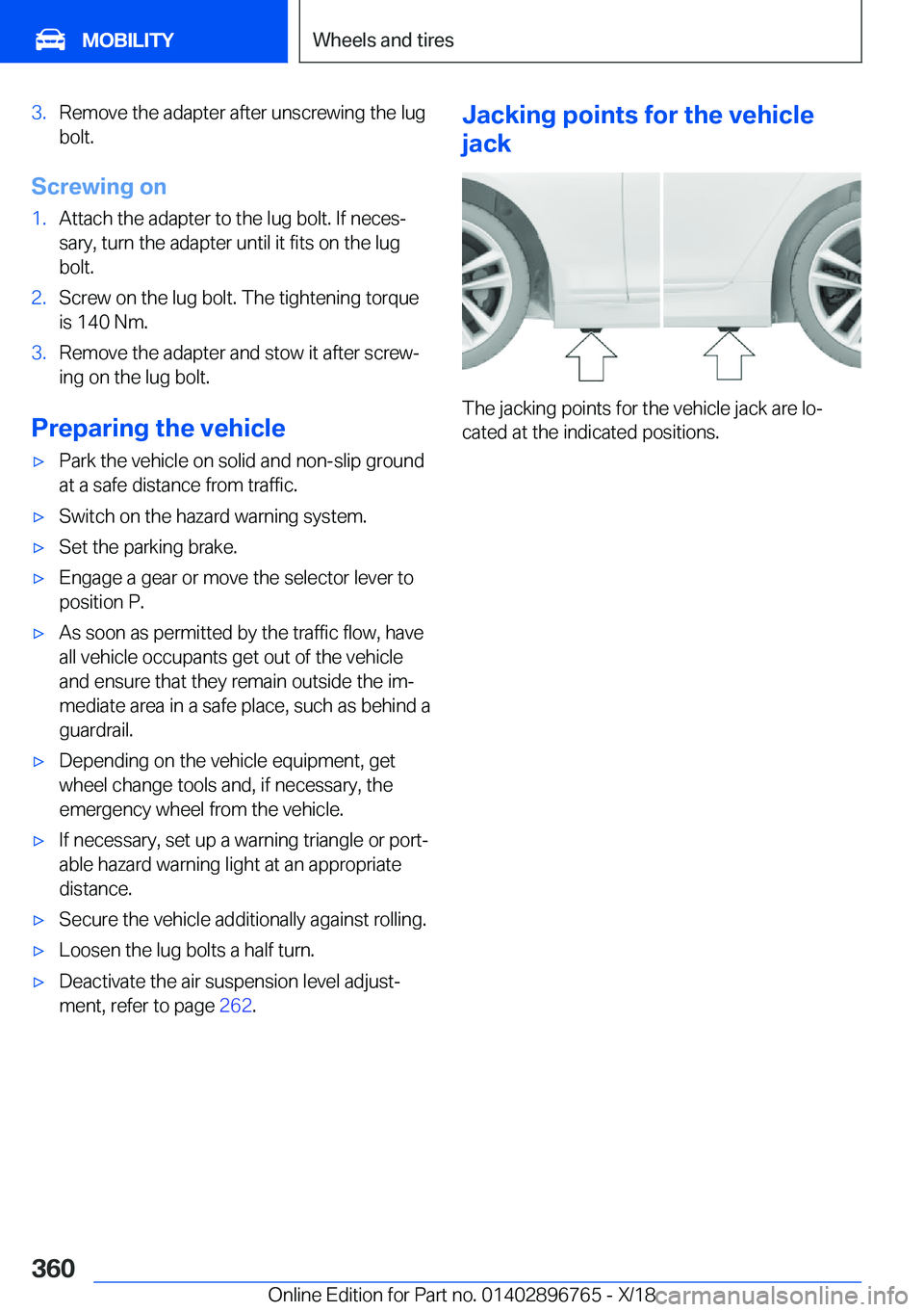 BMW X5 2019  Owners Manual �3�.�R�e�m�o�v�e��t�h�e��a�d�a�p�t�e�r��a�f�t�e�r��u�n�s�c�r�e�w�i�n�g��t�h�e��l�u�g
�b�o�l�t�.
�S�c�r�e�w�i�n�g��o�n
�1�.�A�t�t�a�c�h��t�h�e��a�d�a�p�t�e�r��t�o��t�h�e��l�u�g��b�o�l�t�.�